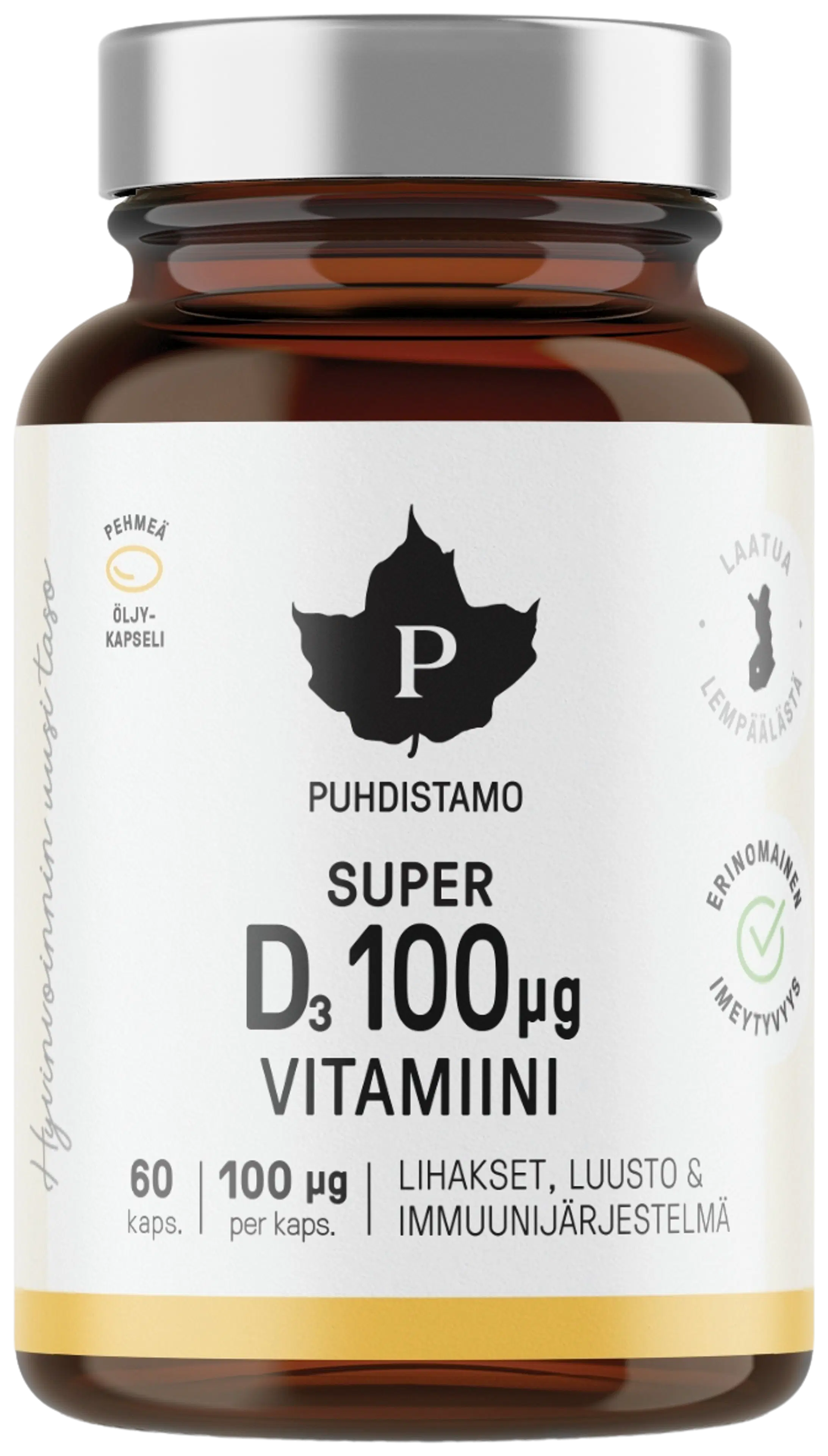 Puhdistamo Super D-vitamiini 100 µq 60 kaps