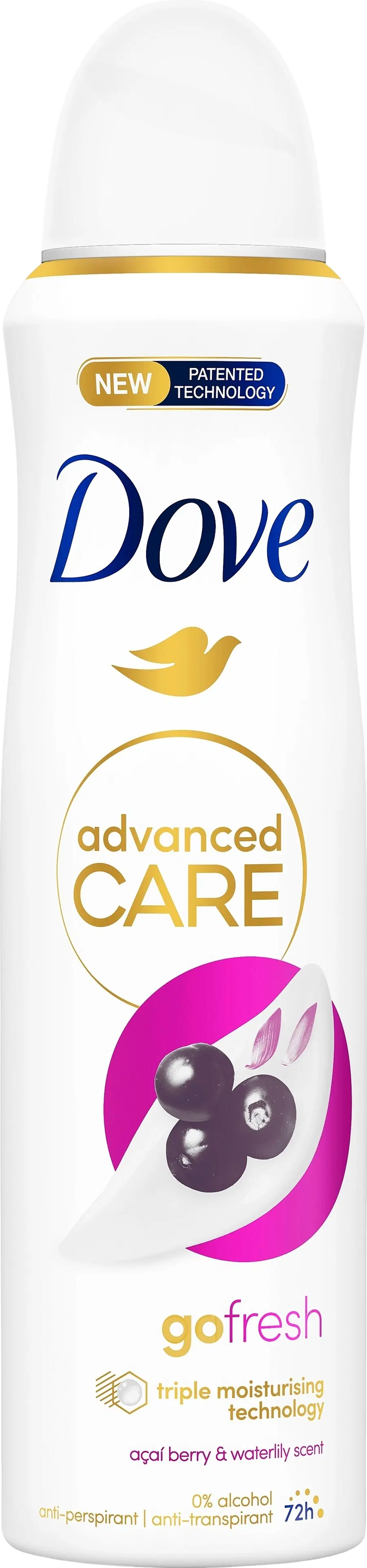 Dove 72h Advanced Care Acai Berry & Water Lily Antiperspirantti Deodorantti spray mukana kosteusvoide 150 ml