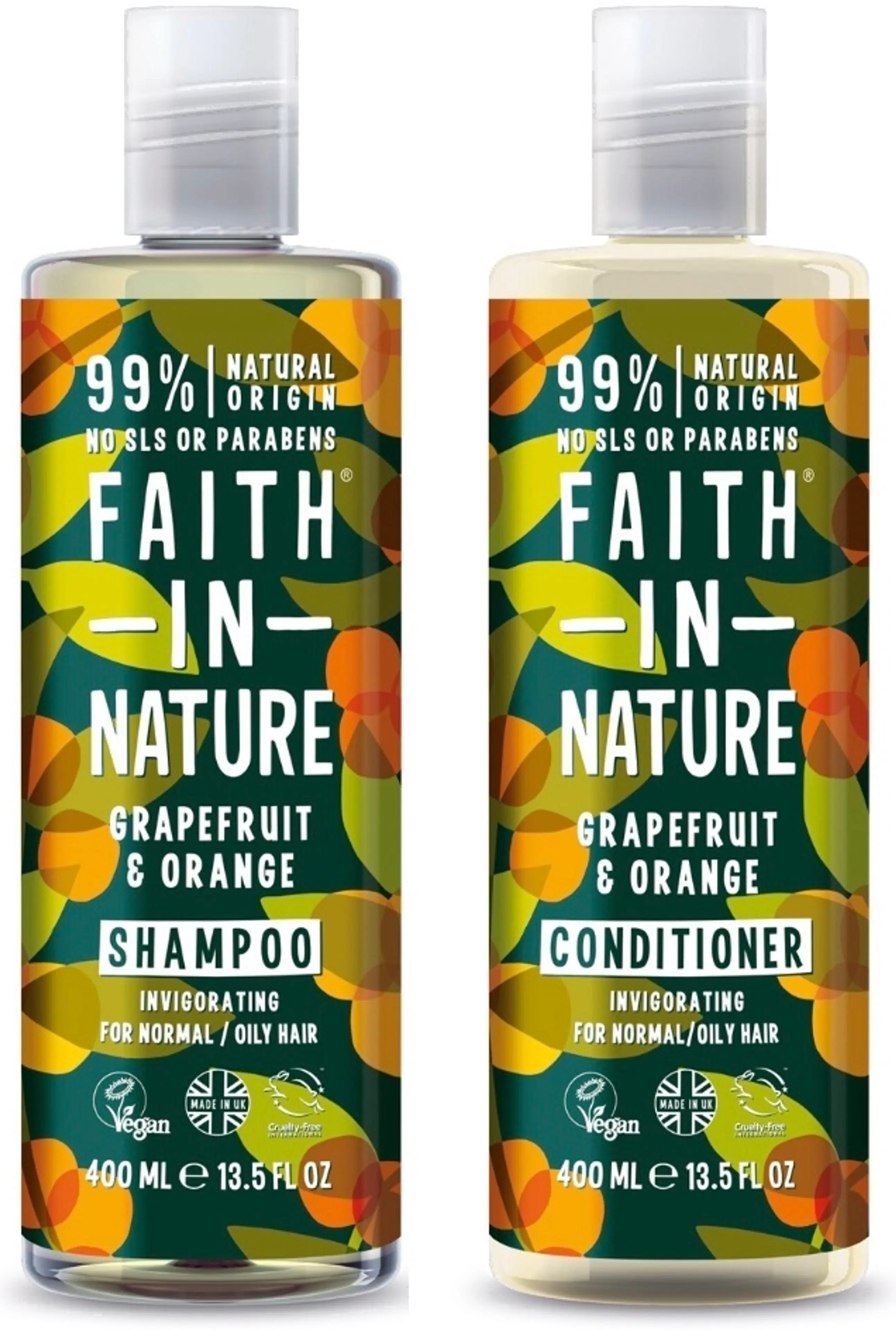 Faith in Nature Greippi & appelsiini shampoo ja hoitoaine duo 2x400ml