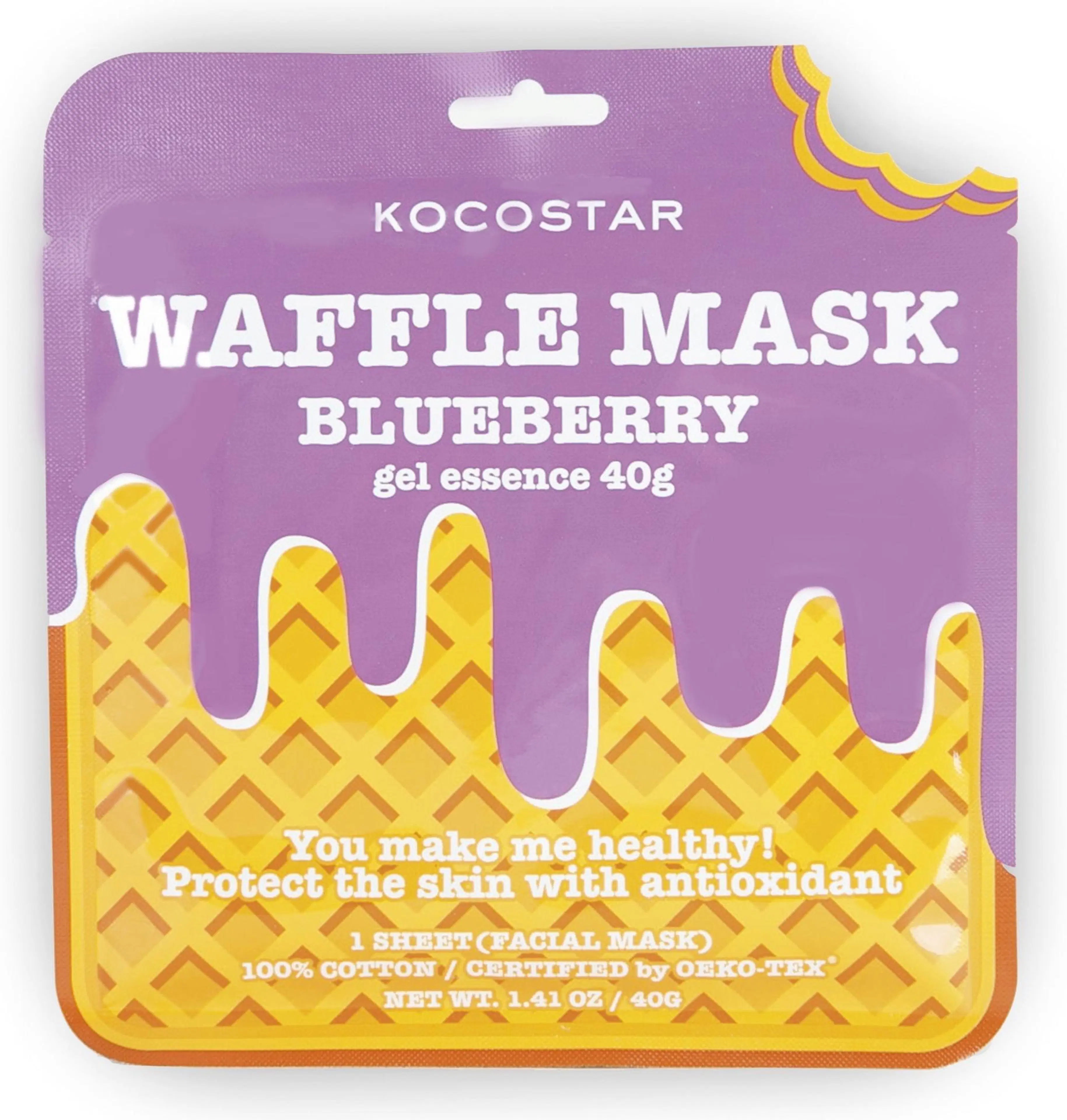 KOCOSTAR Waffle Mask Blueberry antioksidanttinen kangasnaamio 1kpl