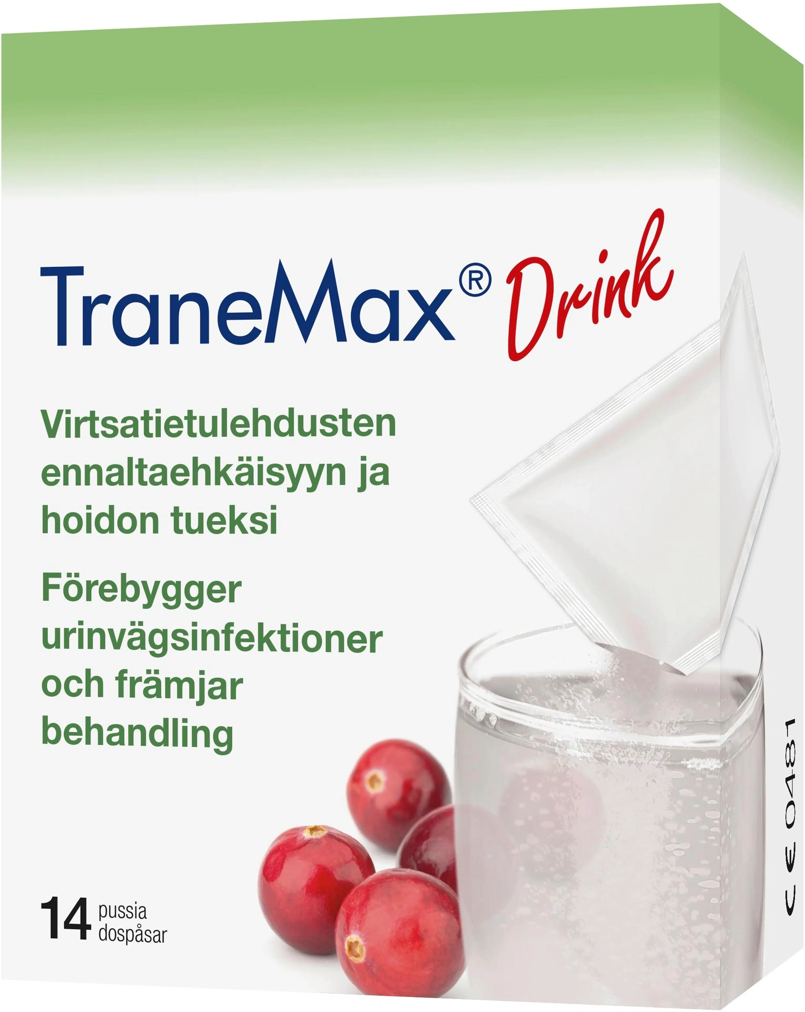 Tranemax Drink virtsatietulehdusten ennaltaehkäisyyn ja hoidon tueksi 14 pussia
