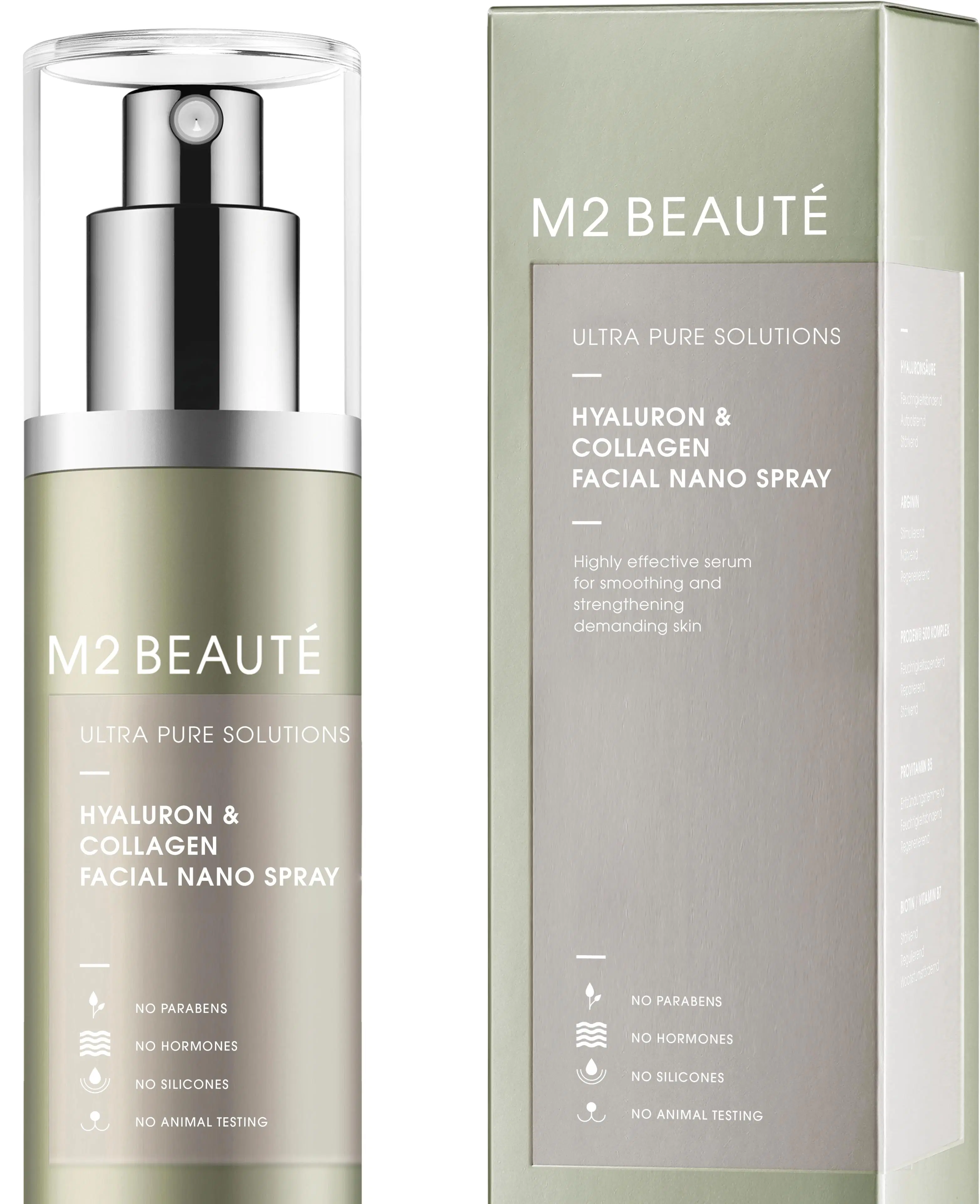 M2 Beauté Ultra Pure Solutions Facial Nano Spray Hyaluron & Collagen seerumisuihke 75 ml