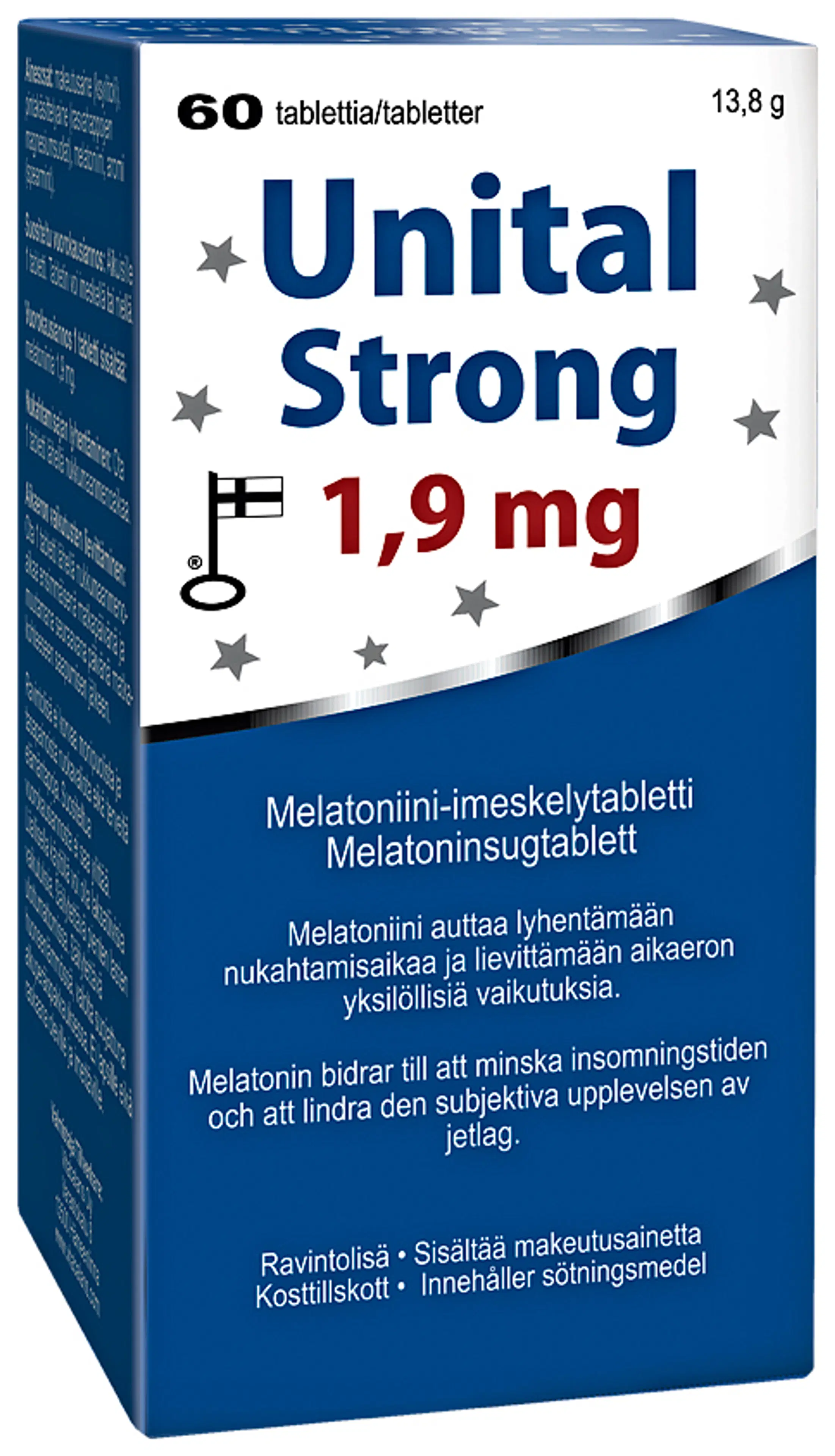 Melatoniini-imeskelytabletti Unital Strong 1,9 mg, 60 tabl. Vitabalans