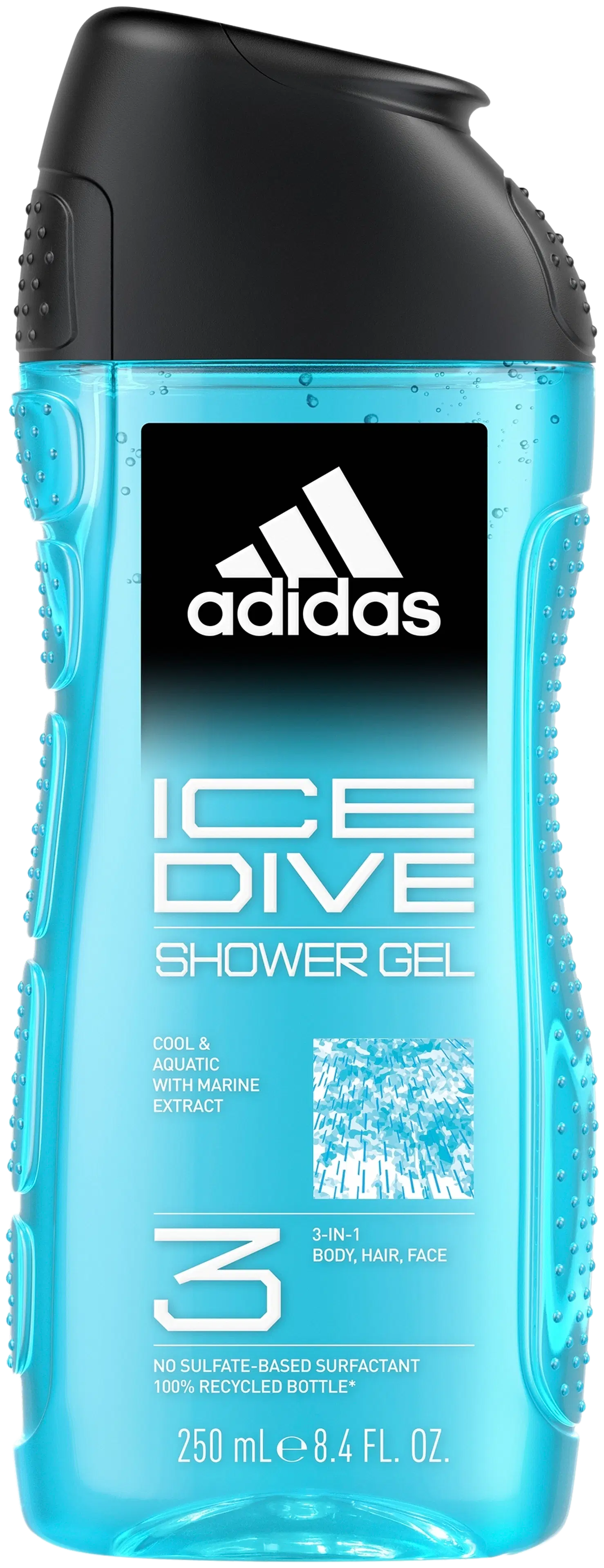 Adidas Ice Dive 3in1 Shower Gel 250ml, suihkugeeli miehet