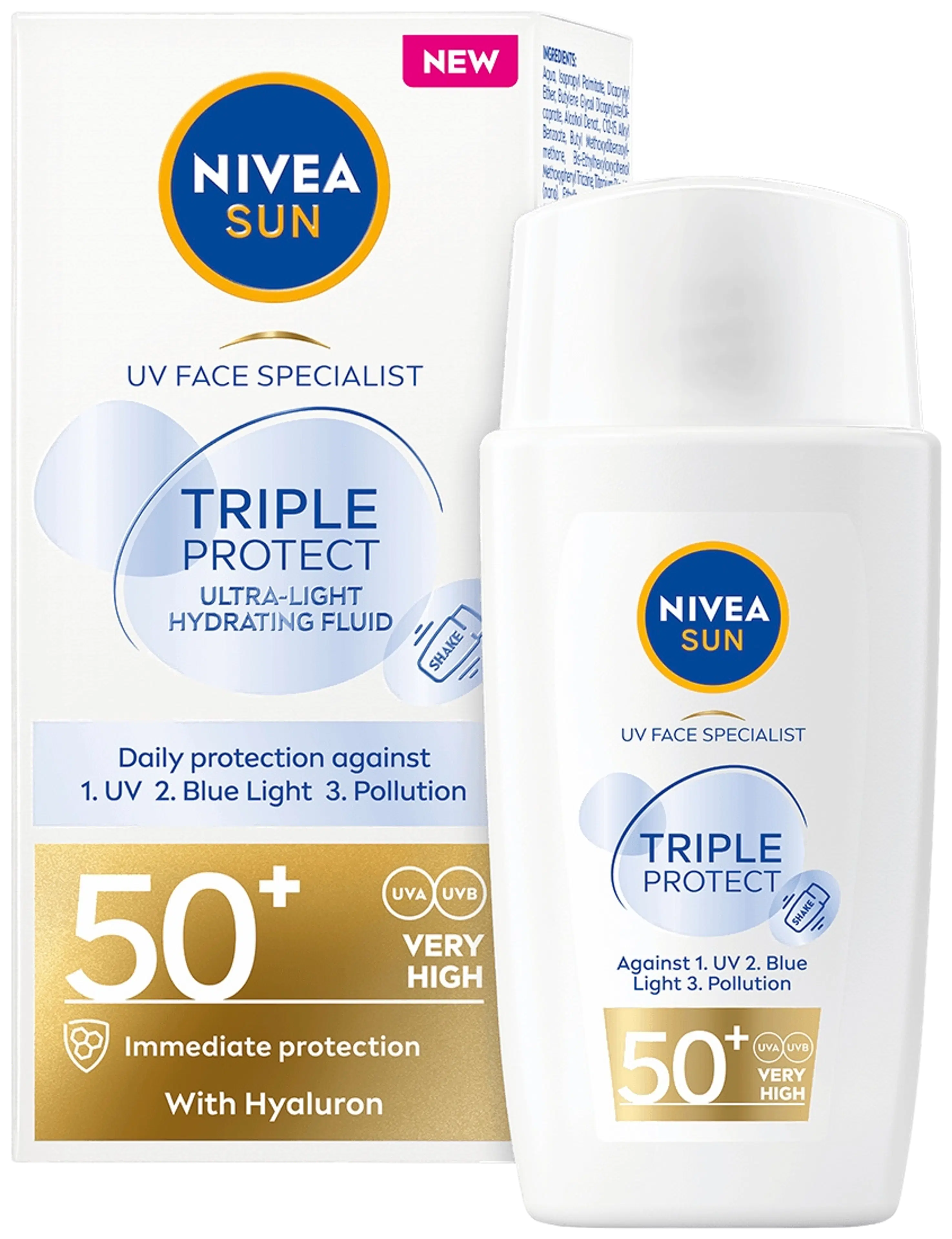 NIVEA SUN 40ml UV Face Triple Protect Fluid SK50+ -aurinkovoide