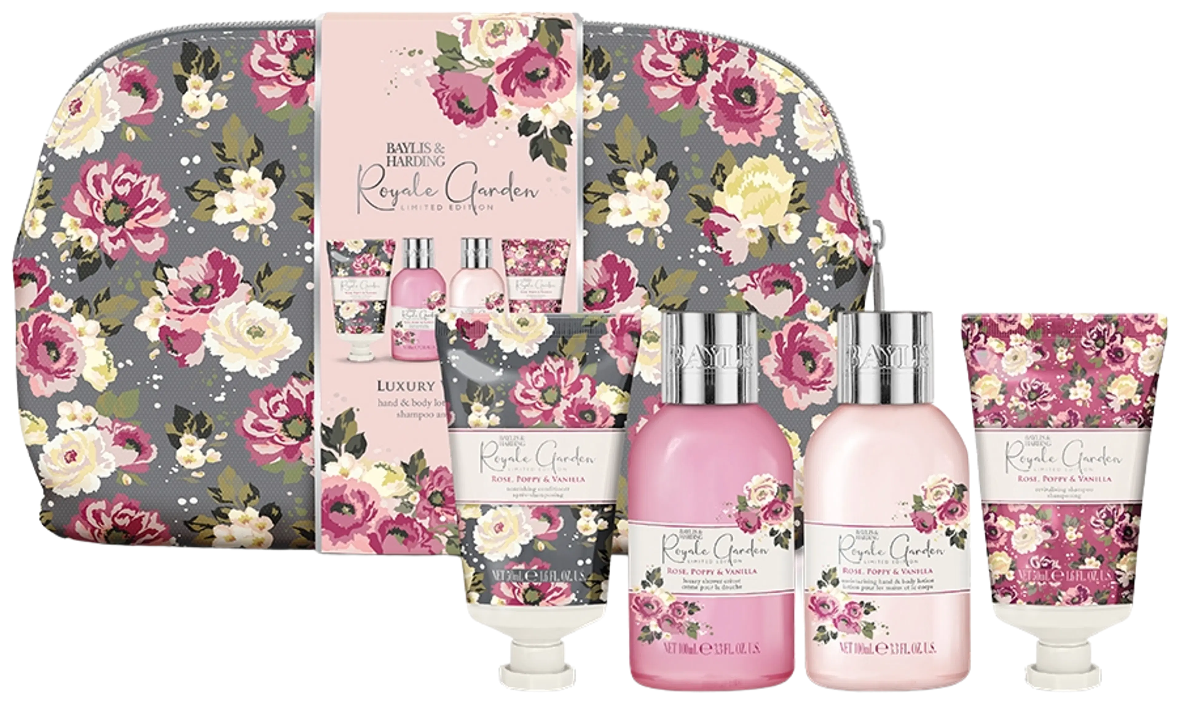 Baylis & Harding Royale Garden Rose, Poppy & Vanilla Toiletry Bag Set -lahjapakkaus