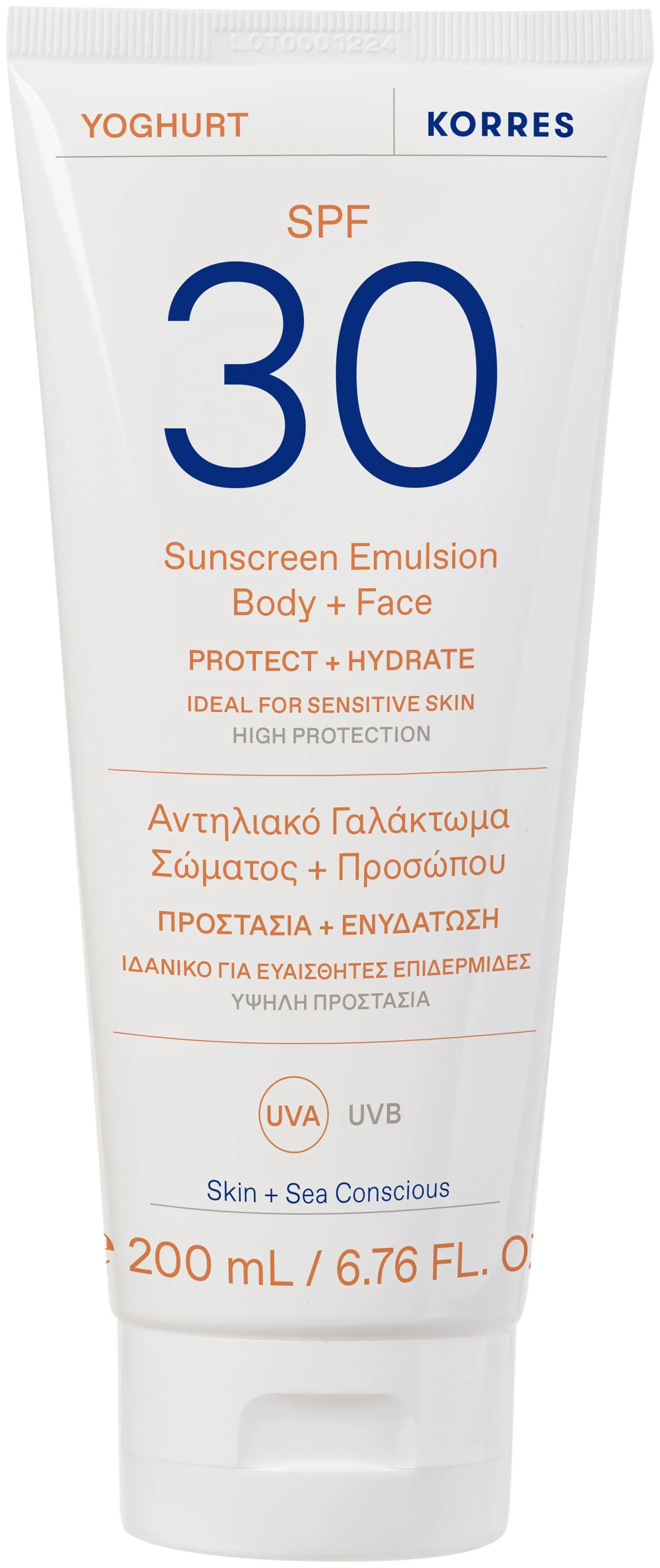 KORRES Yoghurt Sunscreen Face & Body SPF30 emulsiovoide kasvoille ja vartalolle 200 ml