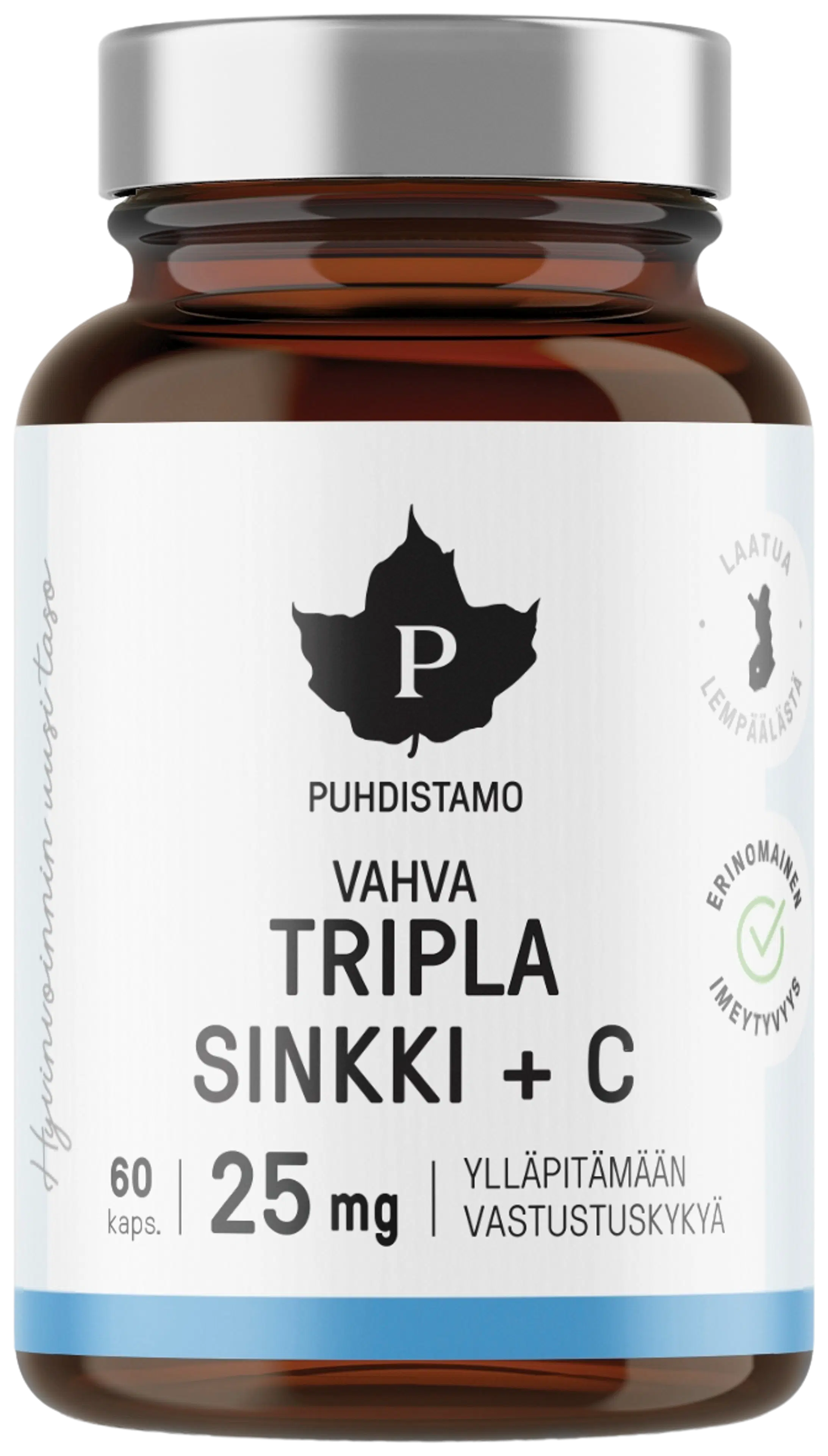 Puhdistamo Tripla Sinkki + C 25 mg 60 kapselia