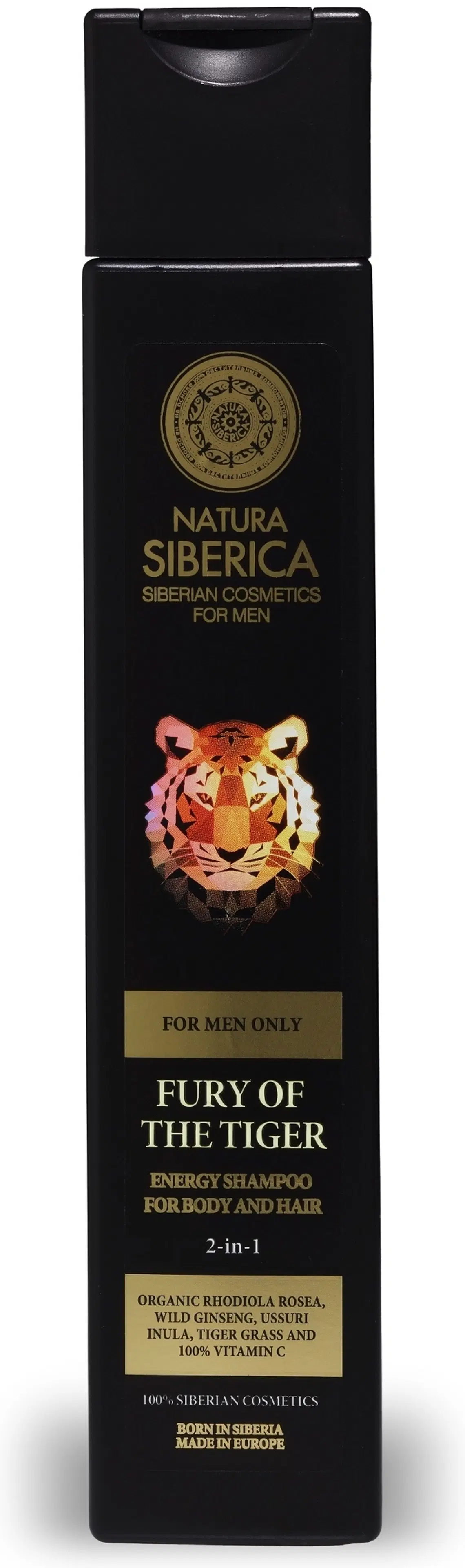 Natura Siberica MEN Fury of the Tiger - Energisoiva 2-in-1 shampoo hiuksille ja vartalolle 250 ml