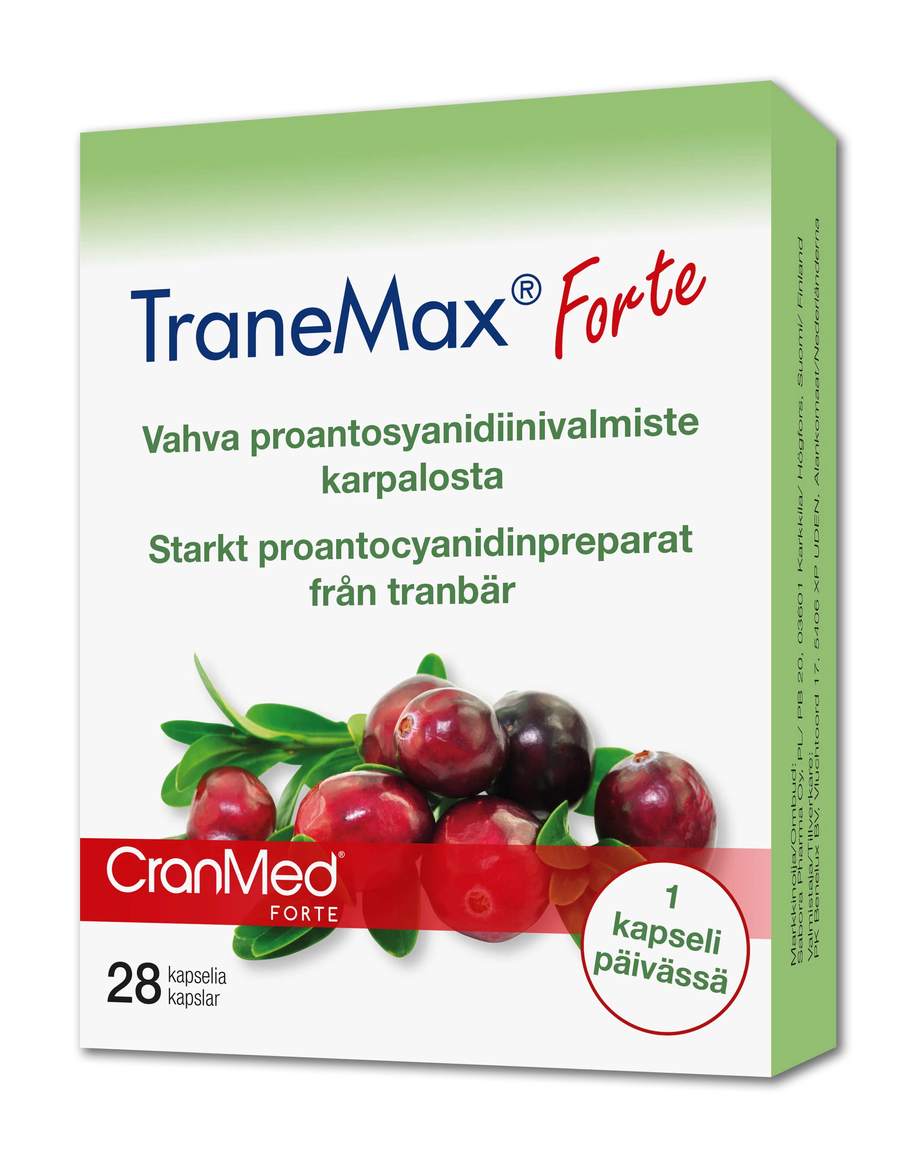 Tranemax Forte Vahva proantosyanidiinivalmiste karpalosta 28 kaps.