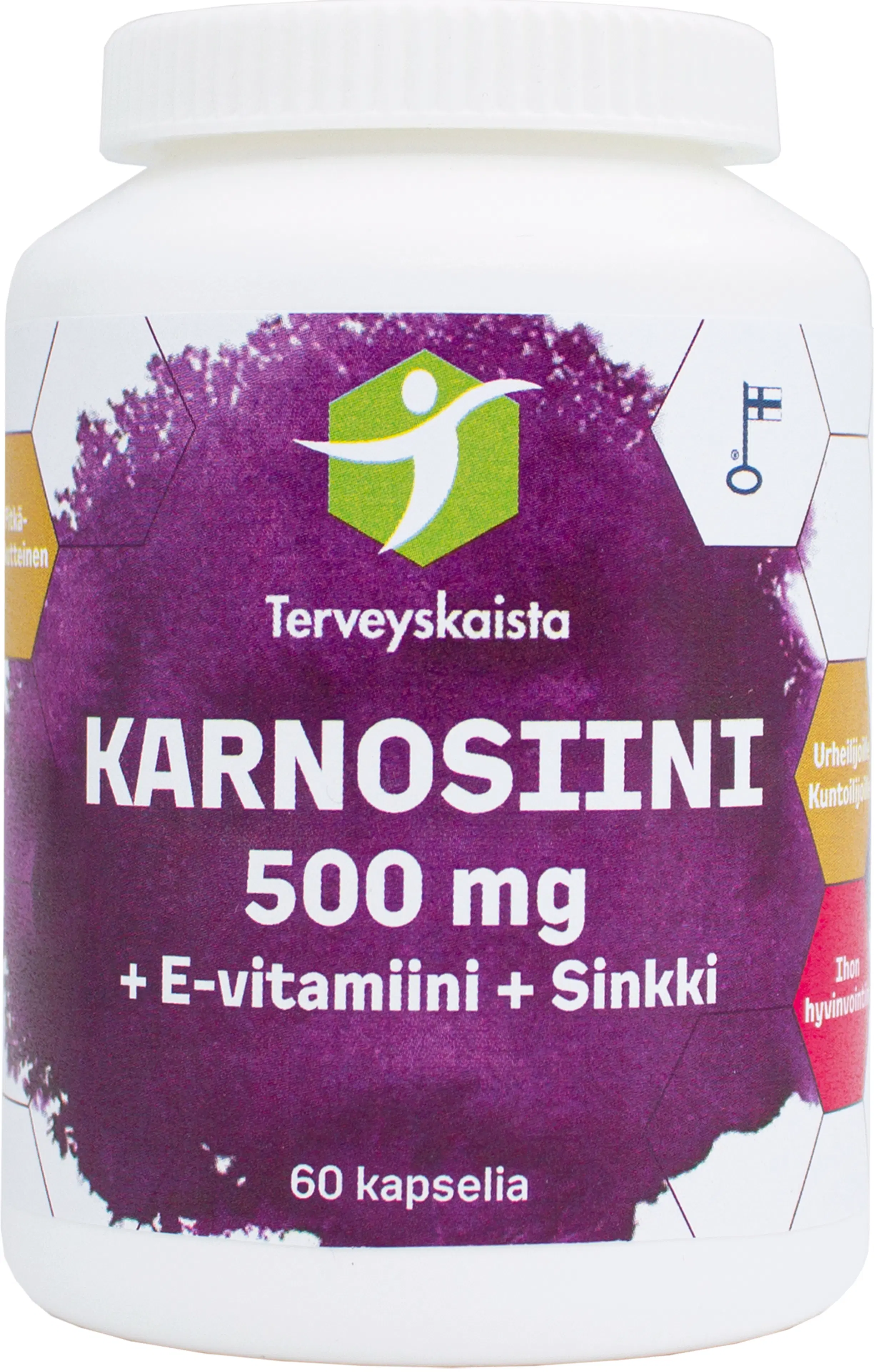 Terveyskaistan Karnosiini 500 mg +E-vitamiini +Sinkki ravintolisä 60 kaps.