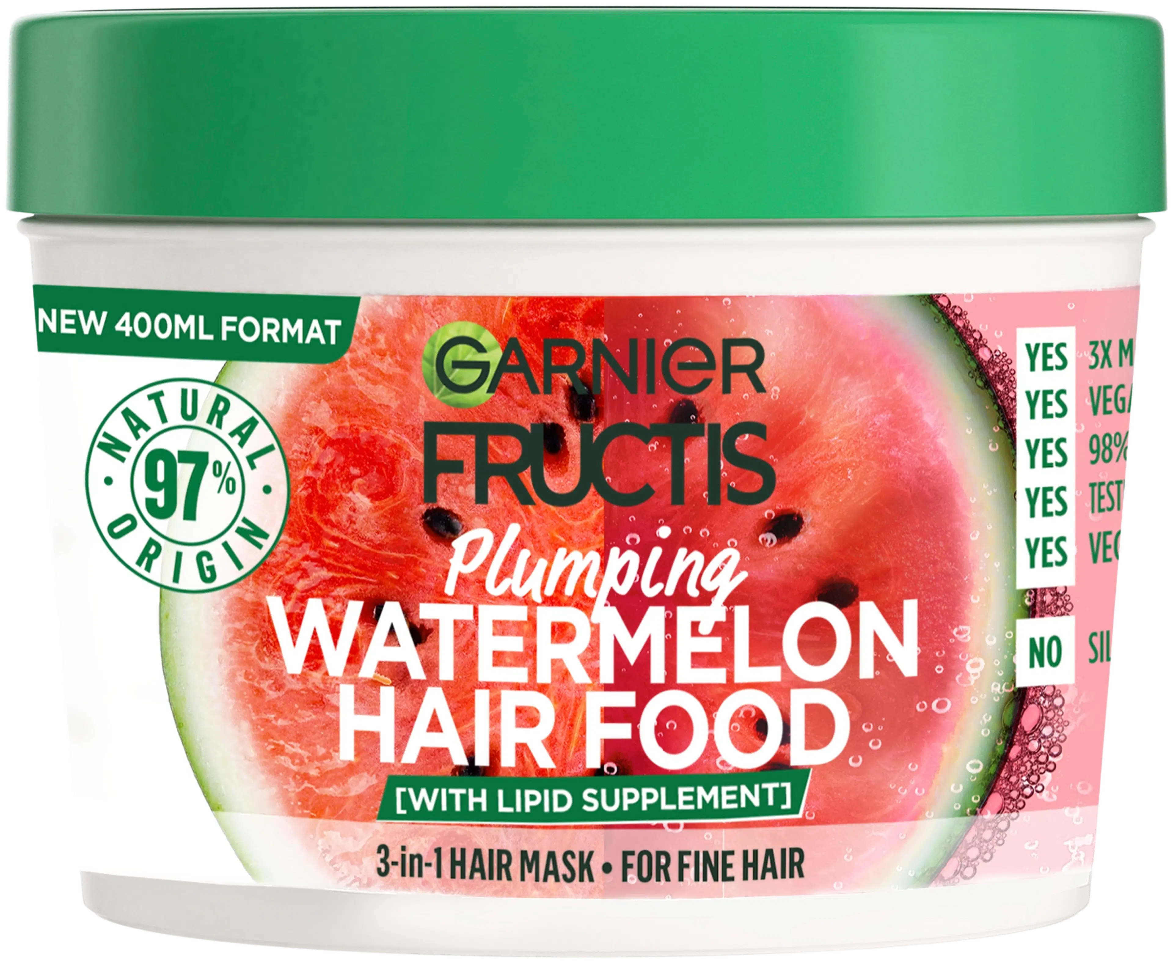 Garnier Fructis Hair Food Watermelon hiusnaamio ohueille hiuksille 400 ml
