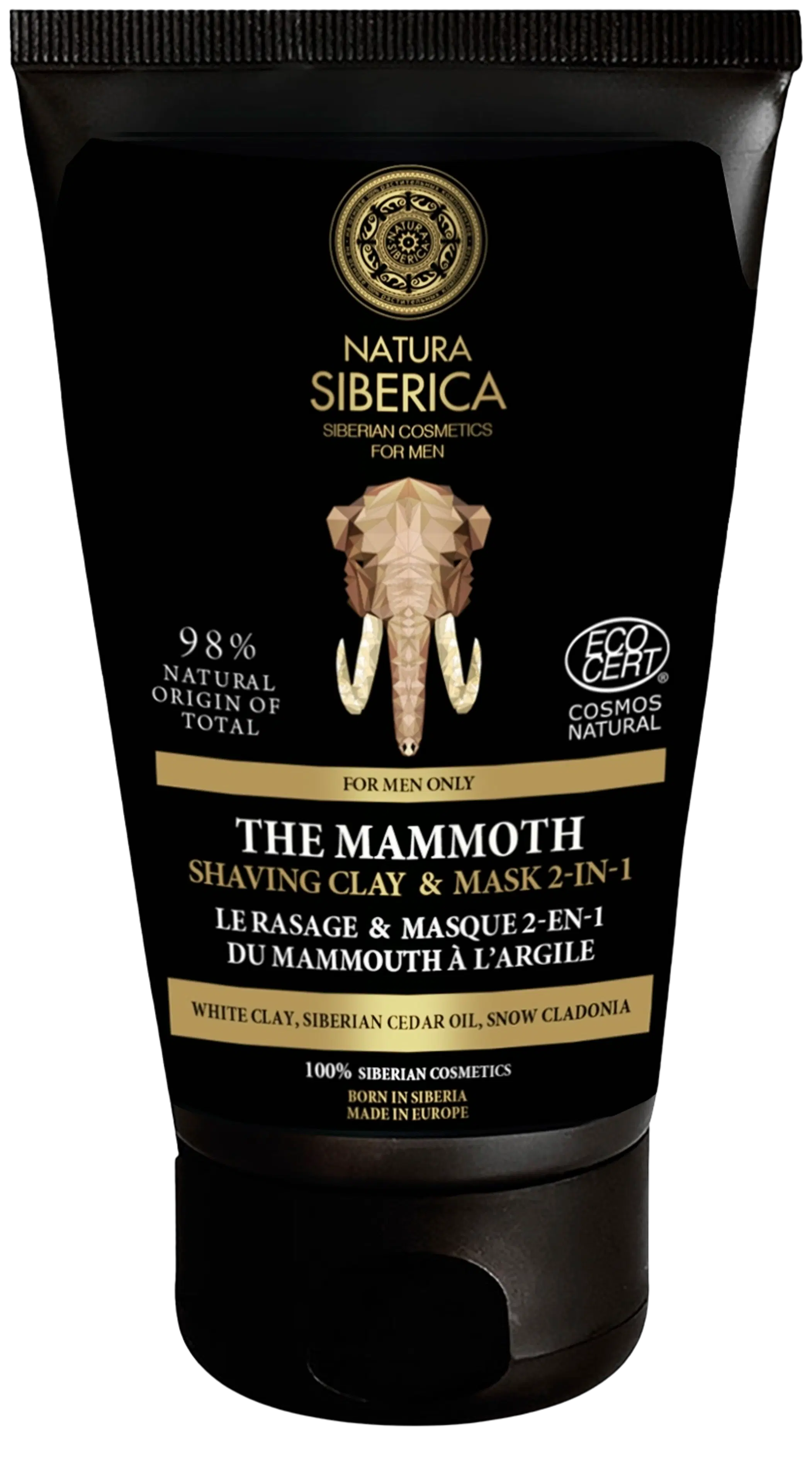 Natura Siberica MEN Shaving clay & mask 2-in-1 The Mammoth, 150 ml