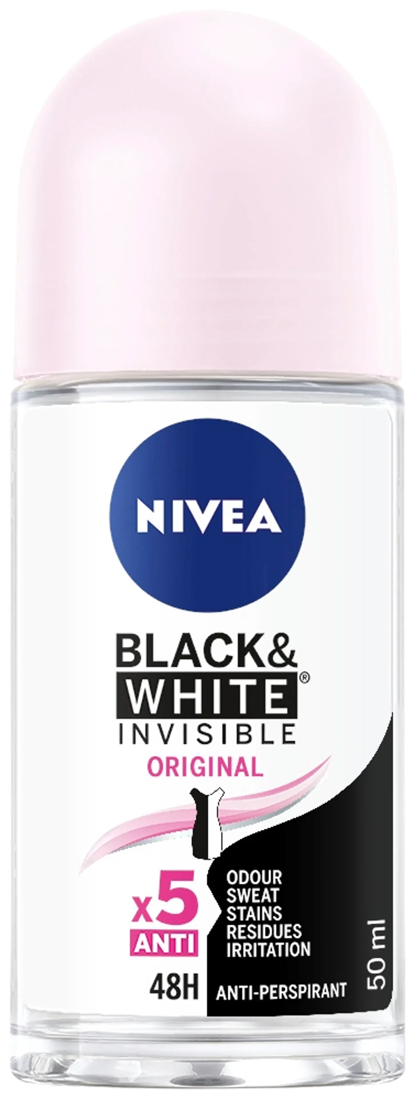 NIVEA 50ml Black & White Invisible Original Deo Roll-on -antiperspirantti