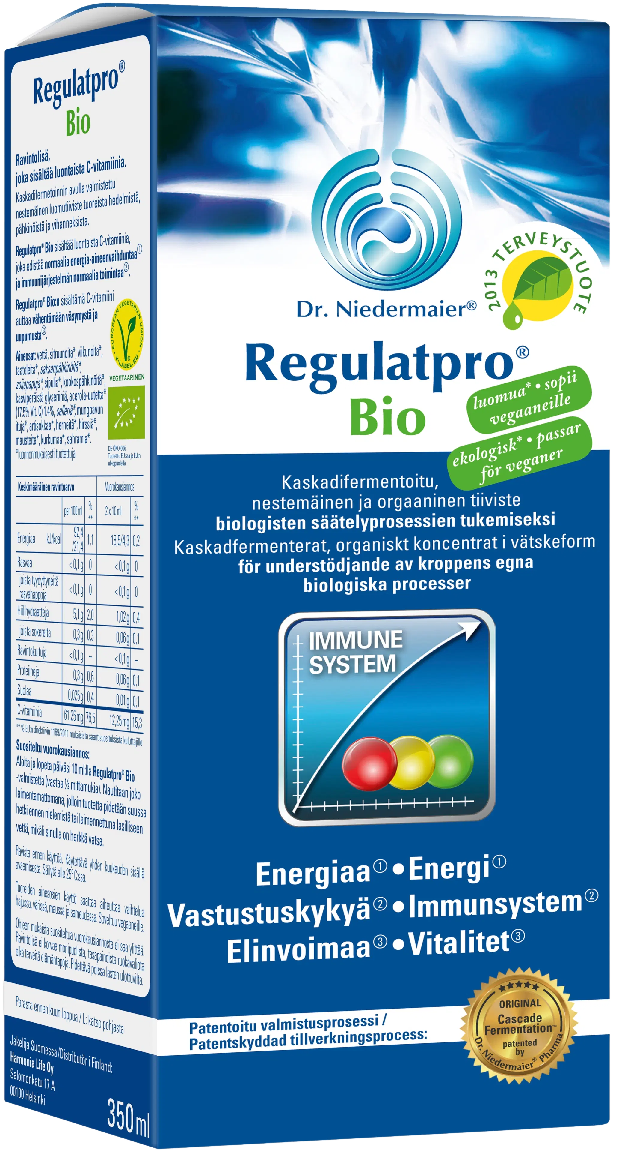 RegulatPro Bio Luomu Ravintolisä biologisten säätelyprosessien tukemiseksi 350ml