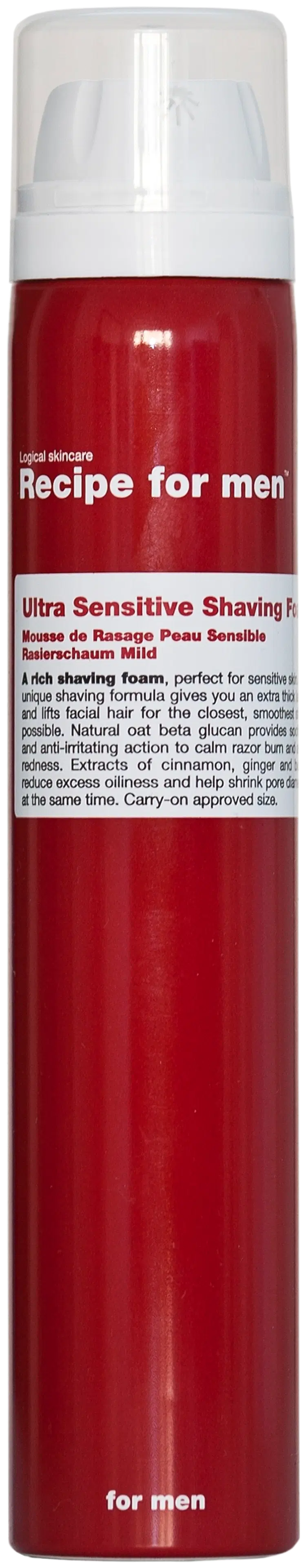 Recipe for Men Ultra Sensitive Shaving Foam partavaahto 100 ml