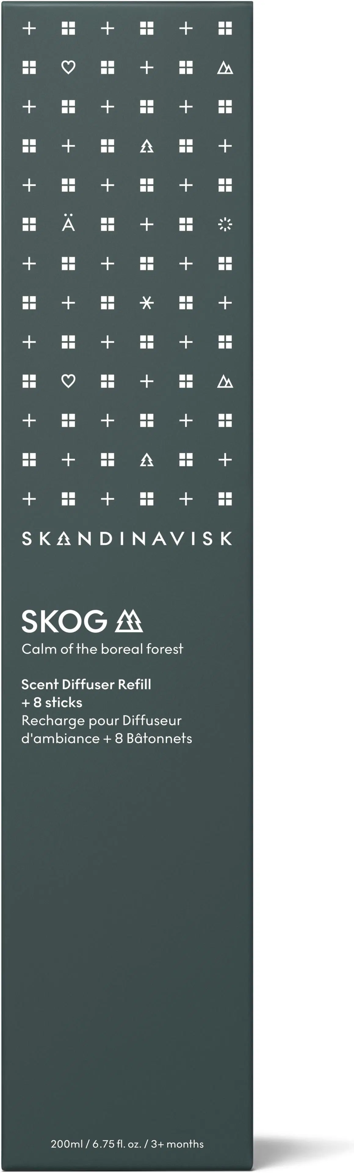 Skandinavisk SKOG Huonetuoksu täyttöpullo ruokotikuilla 200ml, vihreä