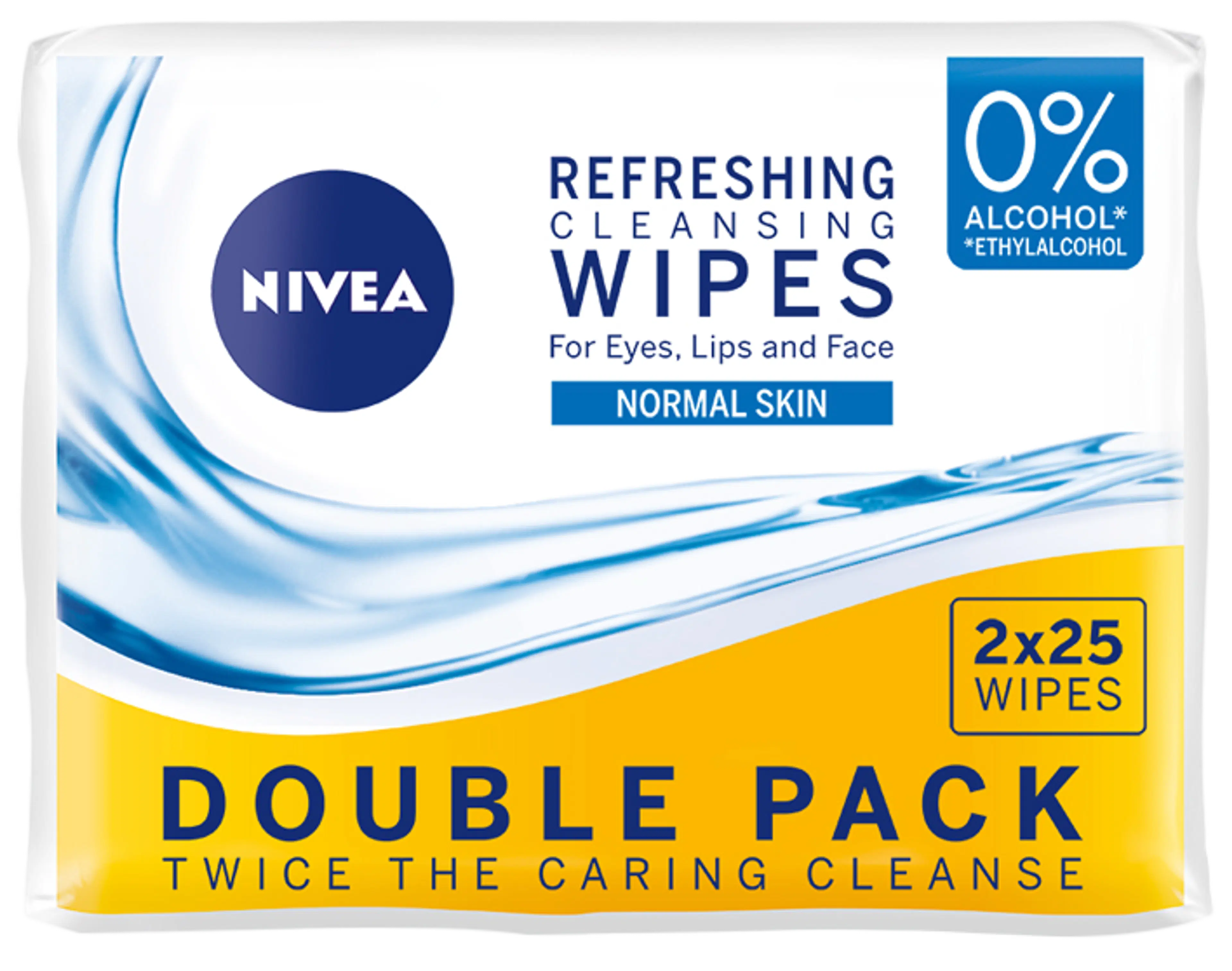 NIVEA 2x25kpl 3-in-1 Refreshing Cleansing Wipes -puhdistusliinat