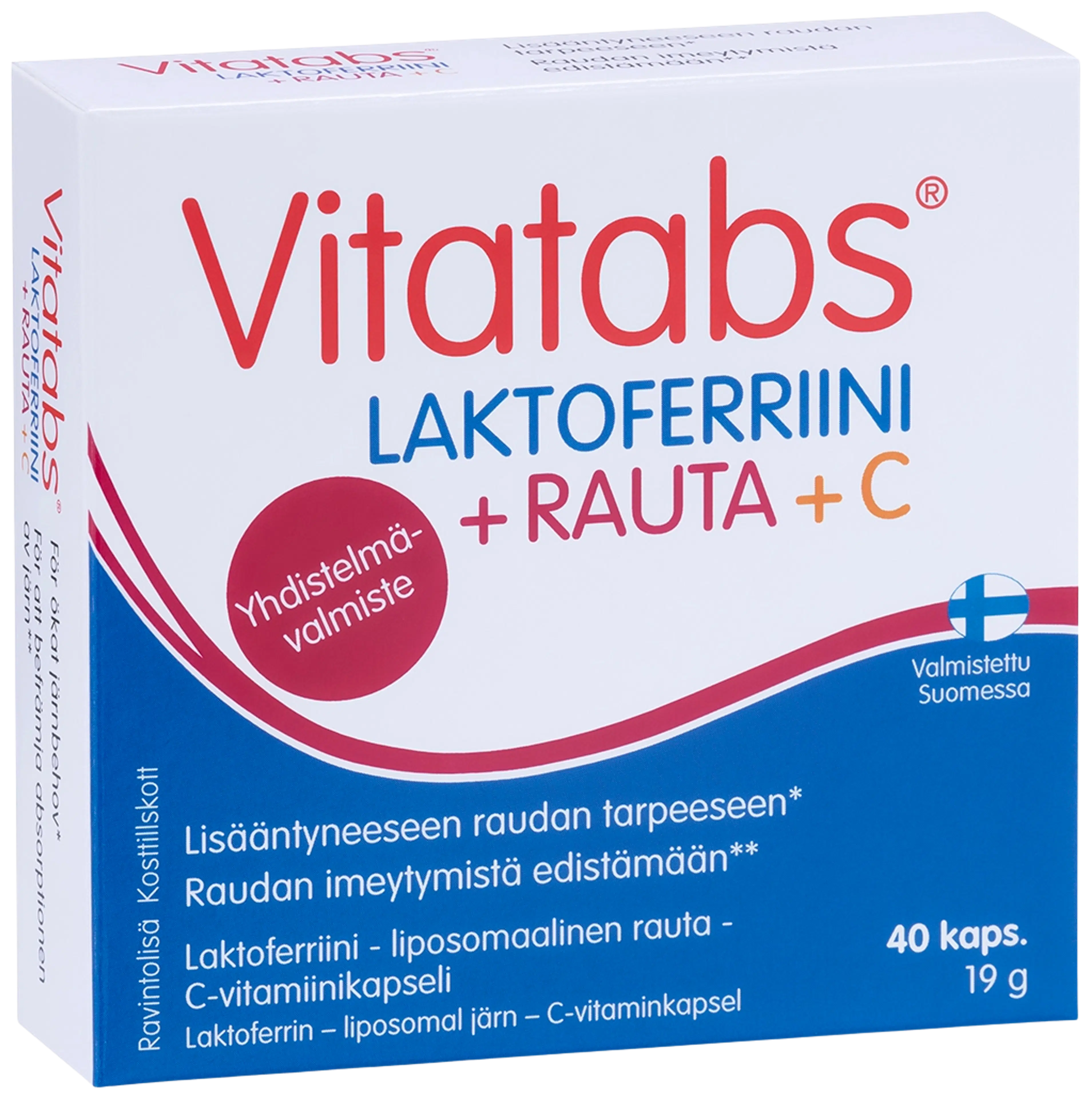 Vitatabs Laktoferriini + Rauta + C Laktoferriini-rauta-c-vitamiinikapseli 40 kaps