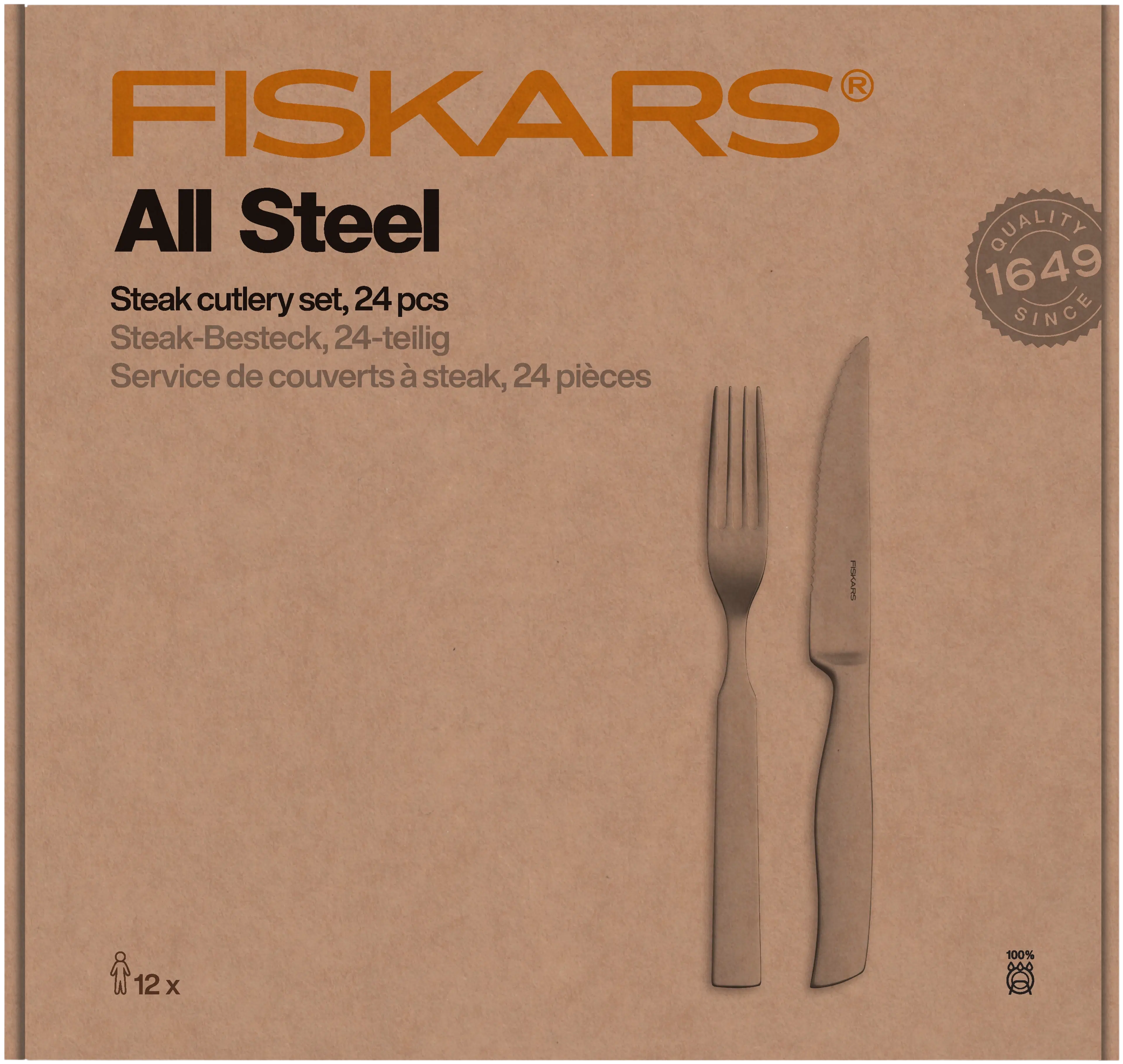 Fiskars All Steel pihviaterimet 24-osainen