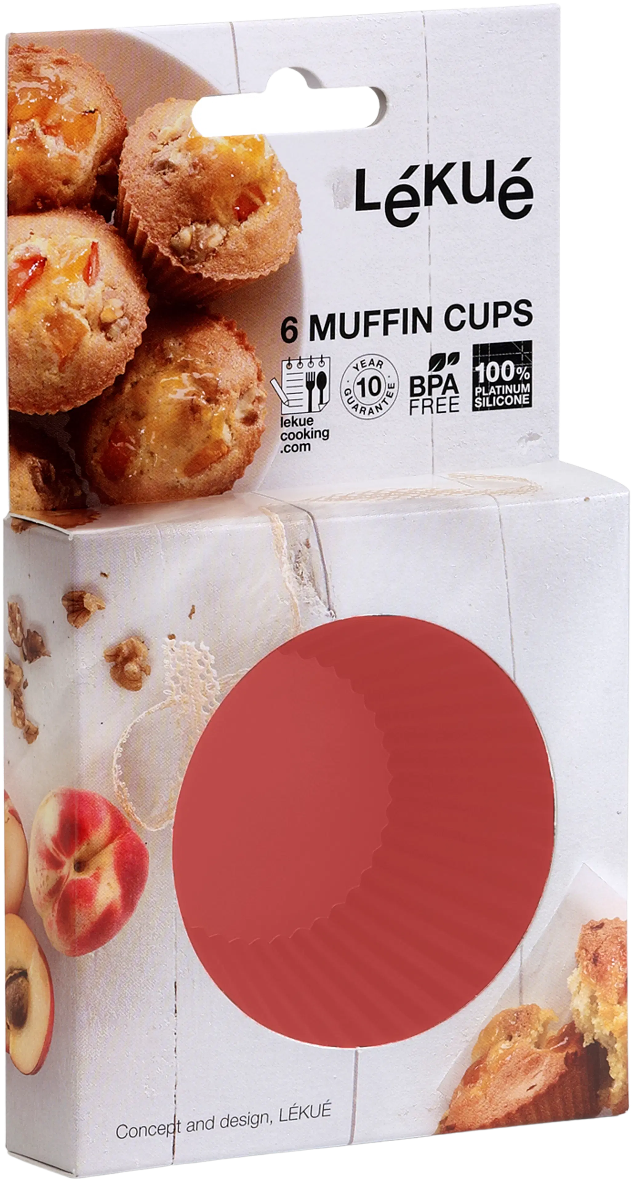Lékué muffinsivuoka 6 kpl silikonia punainen
