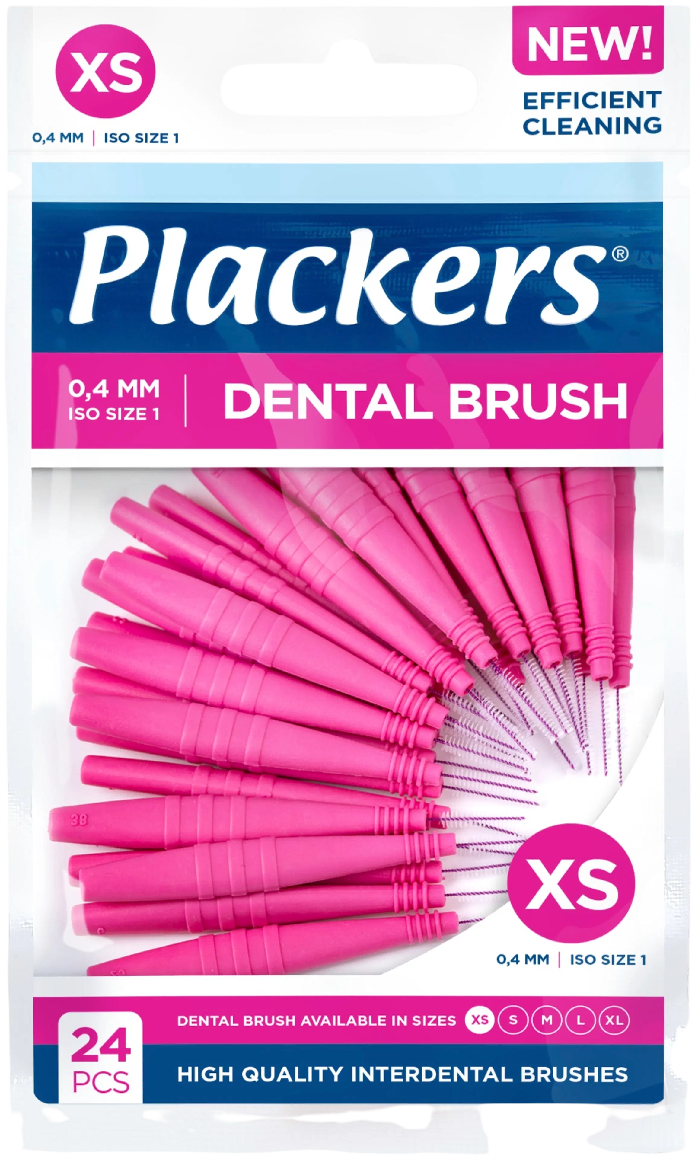 Plackers Dental Brush Hammasväliharja XS 0,4mm 24kpl