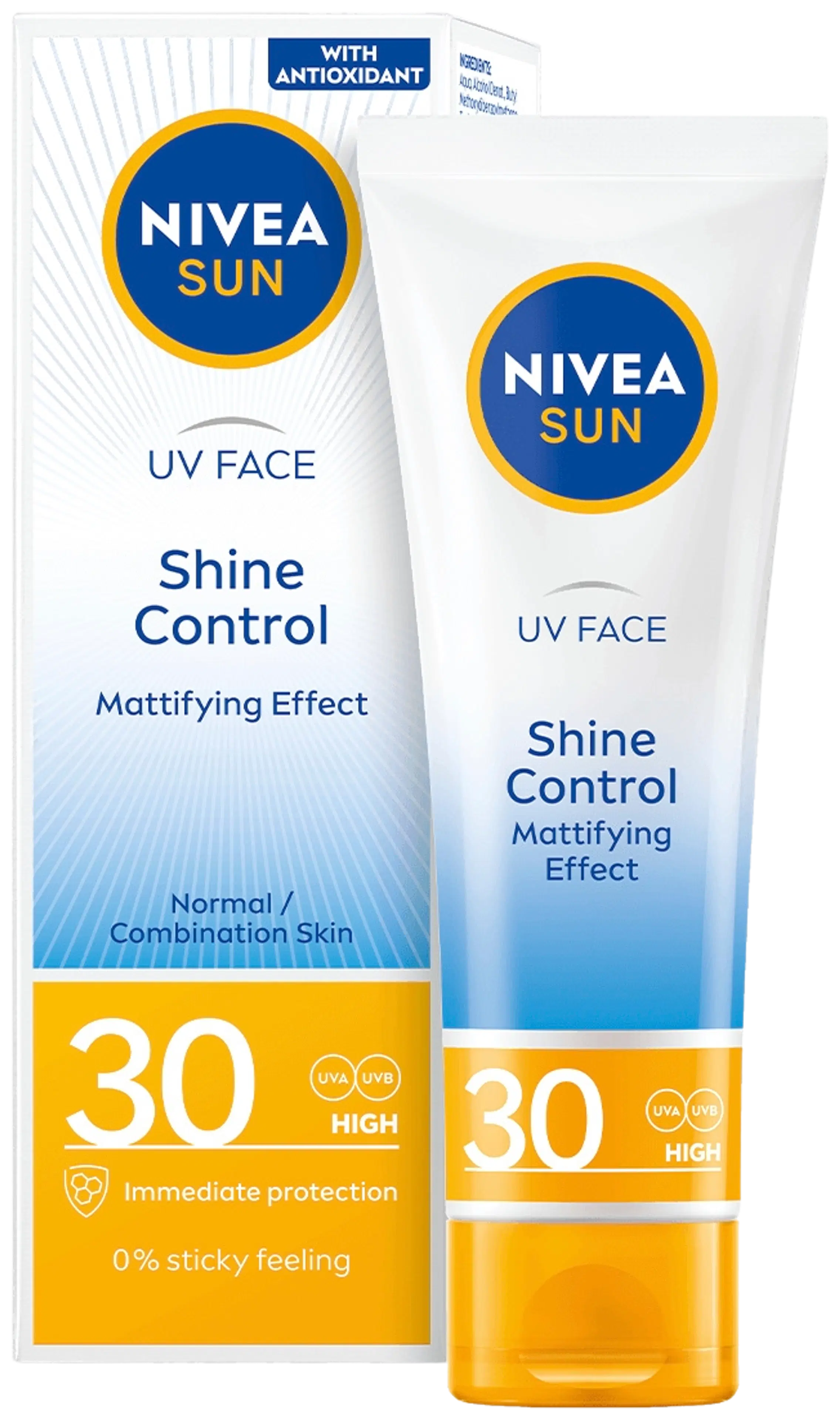 NIVEA SUN 50ml UV Face Shine Control Cream SK 30 -aurinkovoide