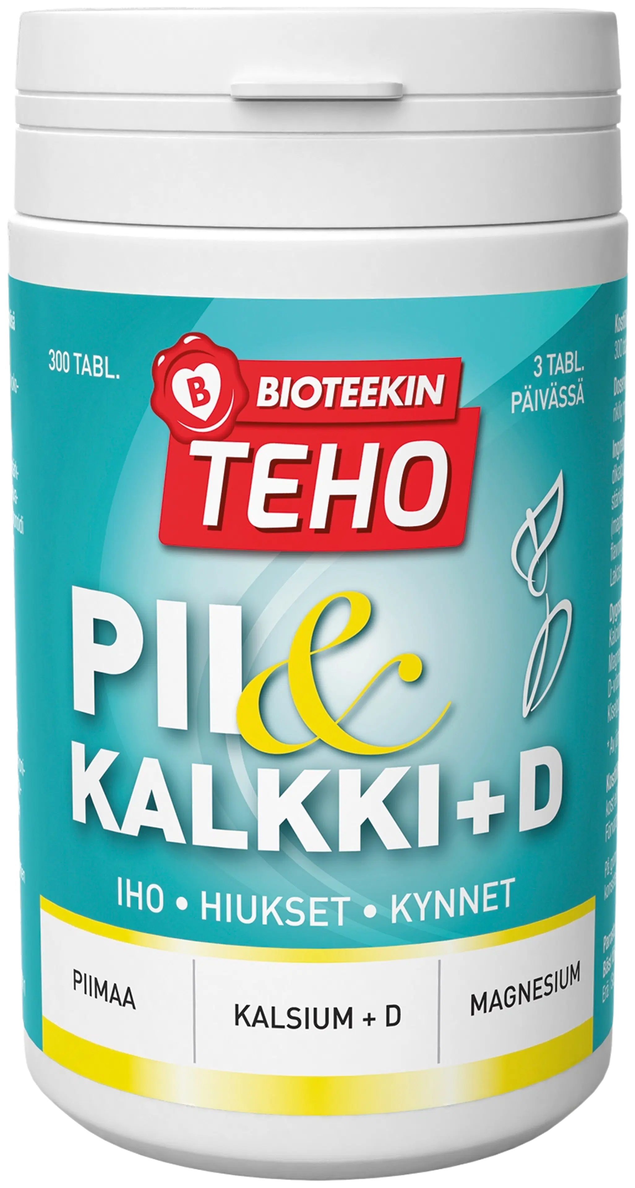Bioteekki Teho Pii & Kalkki + D ravintolisä 300 tabl.