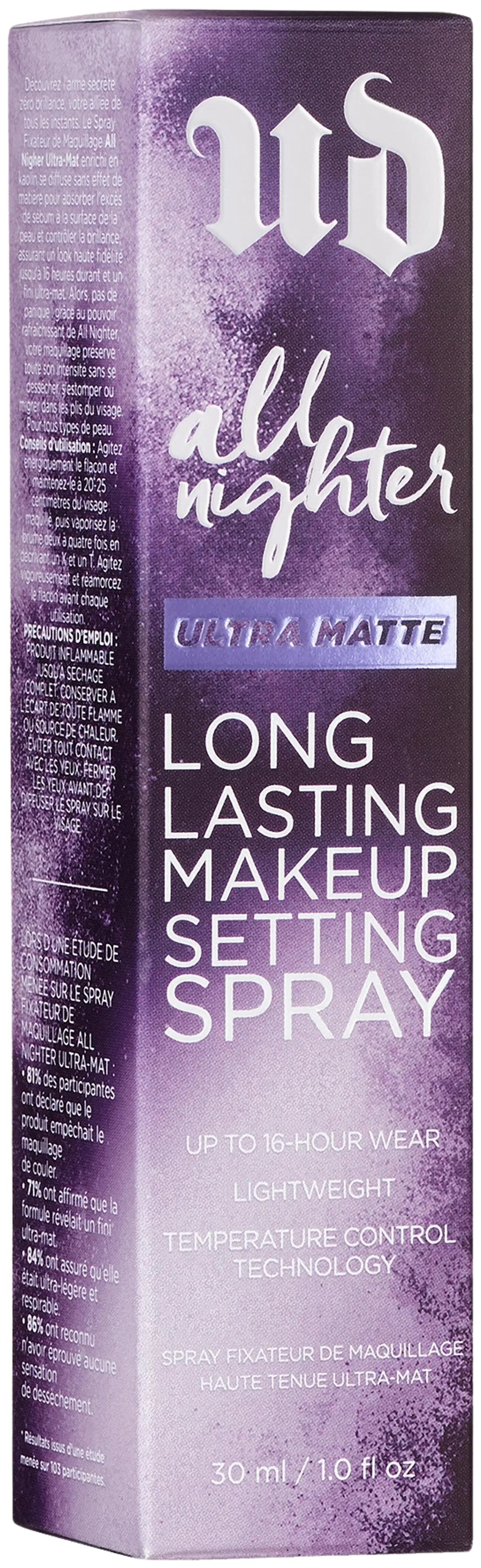 Urban Decay All Nighter Ultra Matte Makeup Setting Spray Travel Size meikinkiinnityssuihke 30 ml