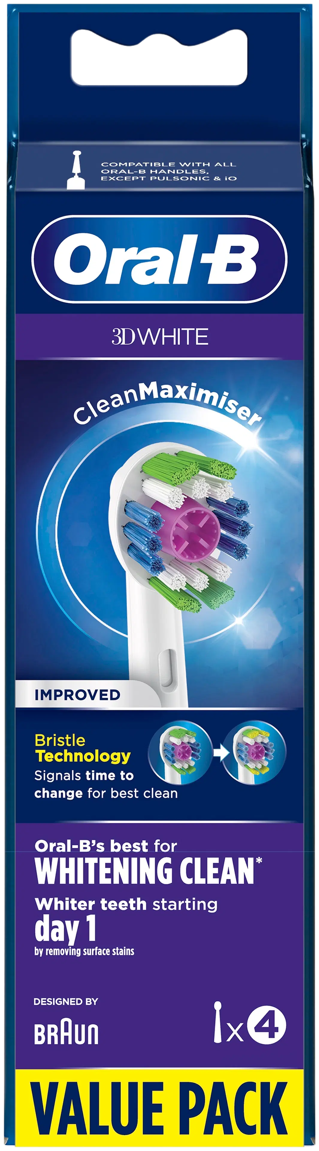 Oral-B 3D White vaihtoharja CleanMaximiser -tekniikalla 4kpl