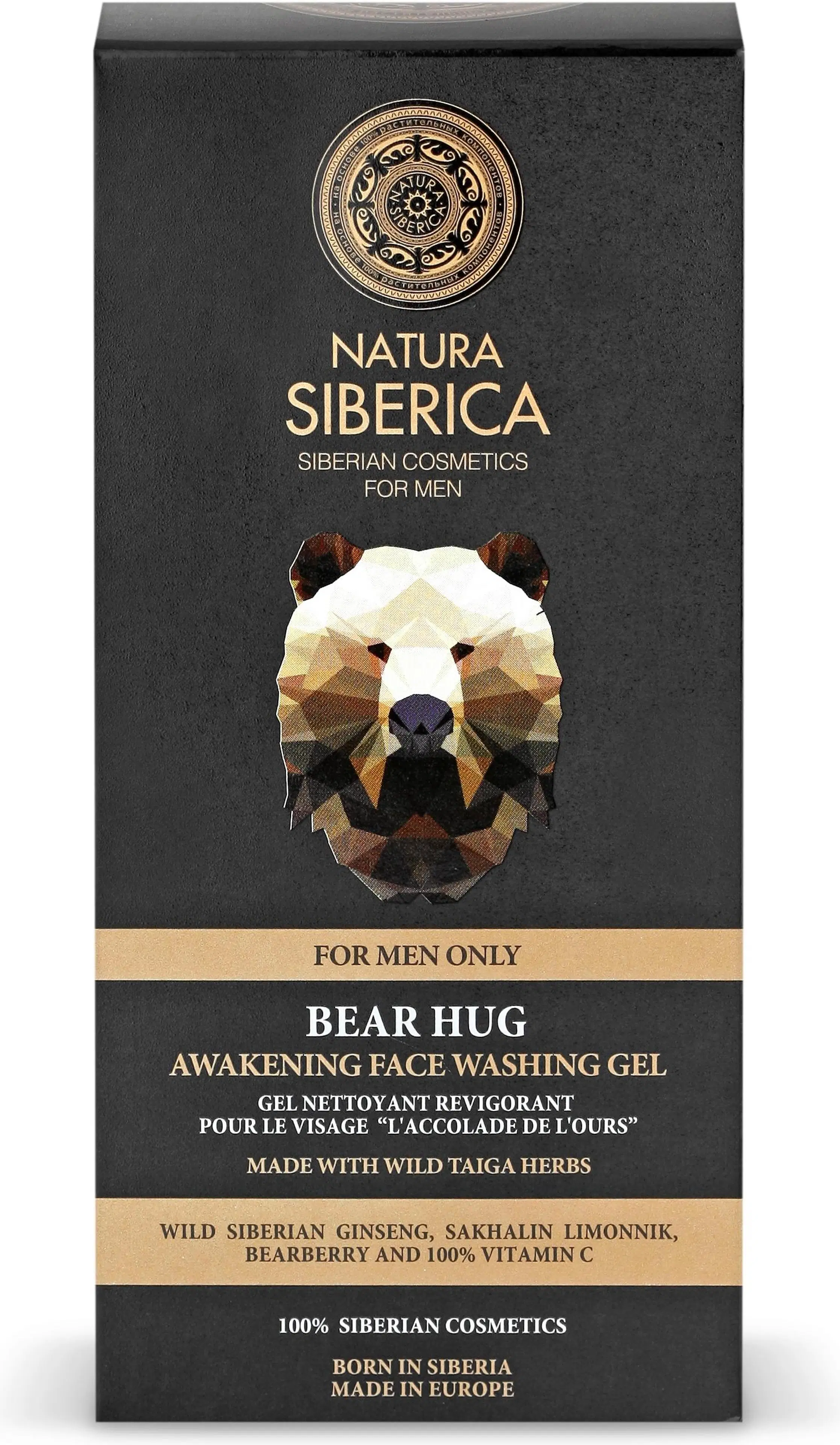 Natura Siberica MEN Bear Hug - Virkistävä kasvojenpuhdistusgeeli 150 ml