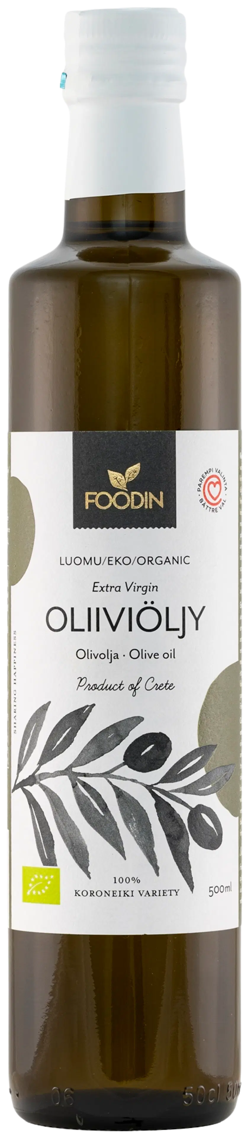 Foodin Oliiviöljy Extra Virgin, luomu 500ml