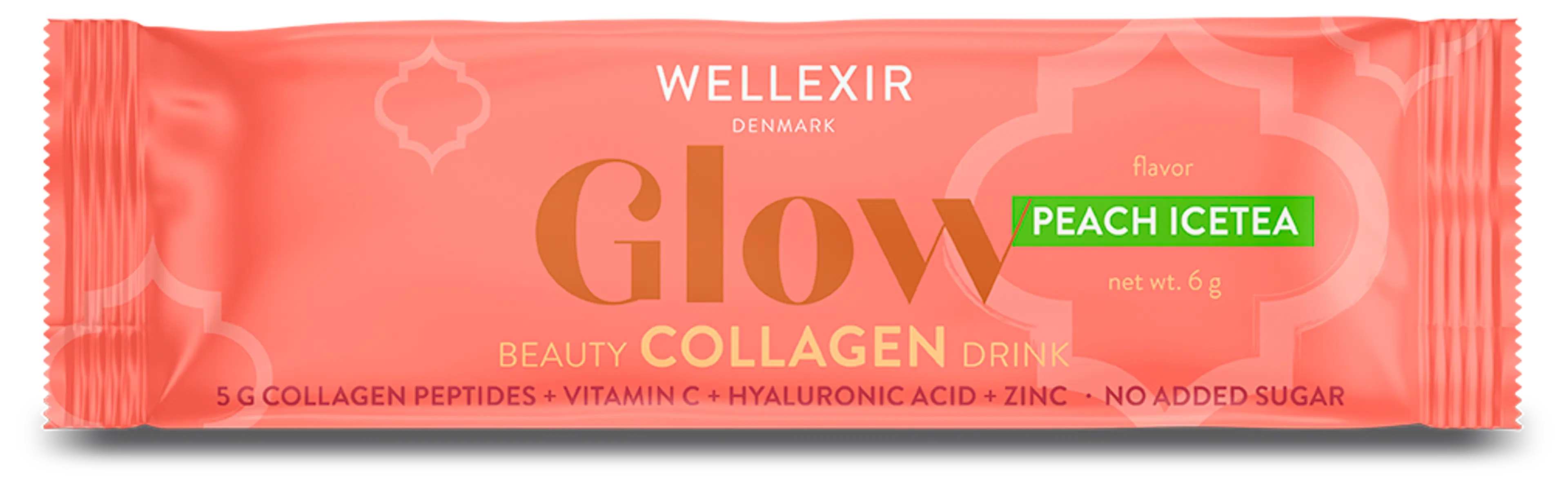 Wellexir Glow Beauty Collagen Drink Peach Ice Tea kollageeni-vitamiini ravintolisäjauhe 30 kpl