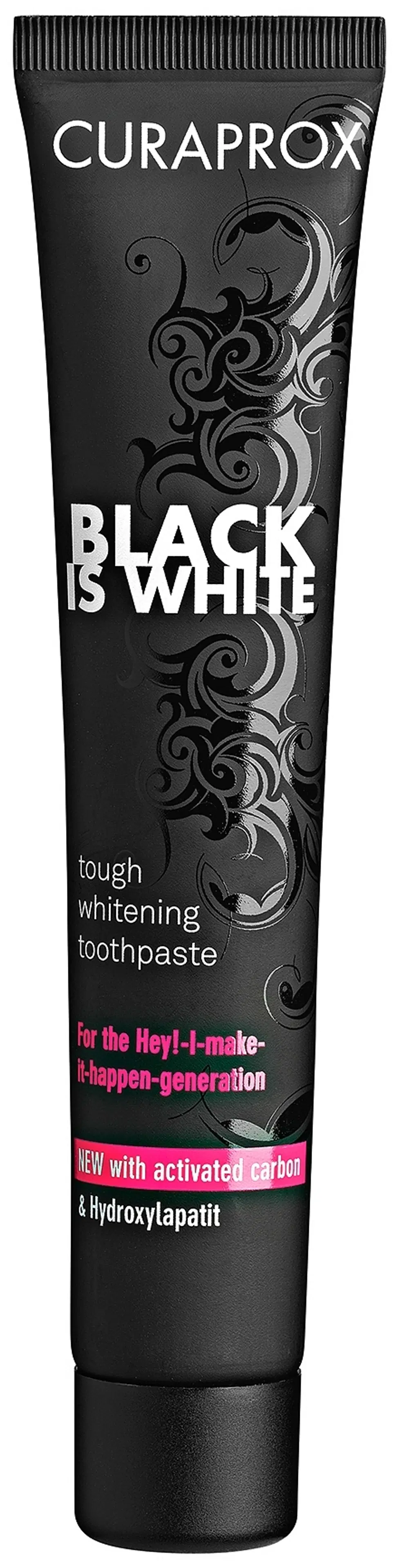 Curaprox Black is White valkaiseva hammastahna 90 ml & hammasharja