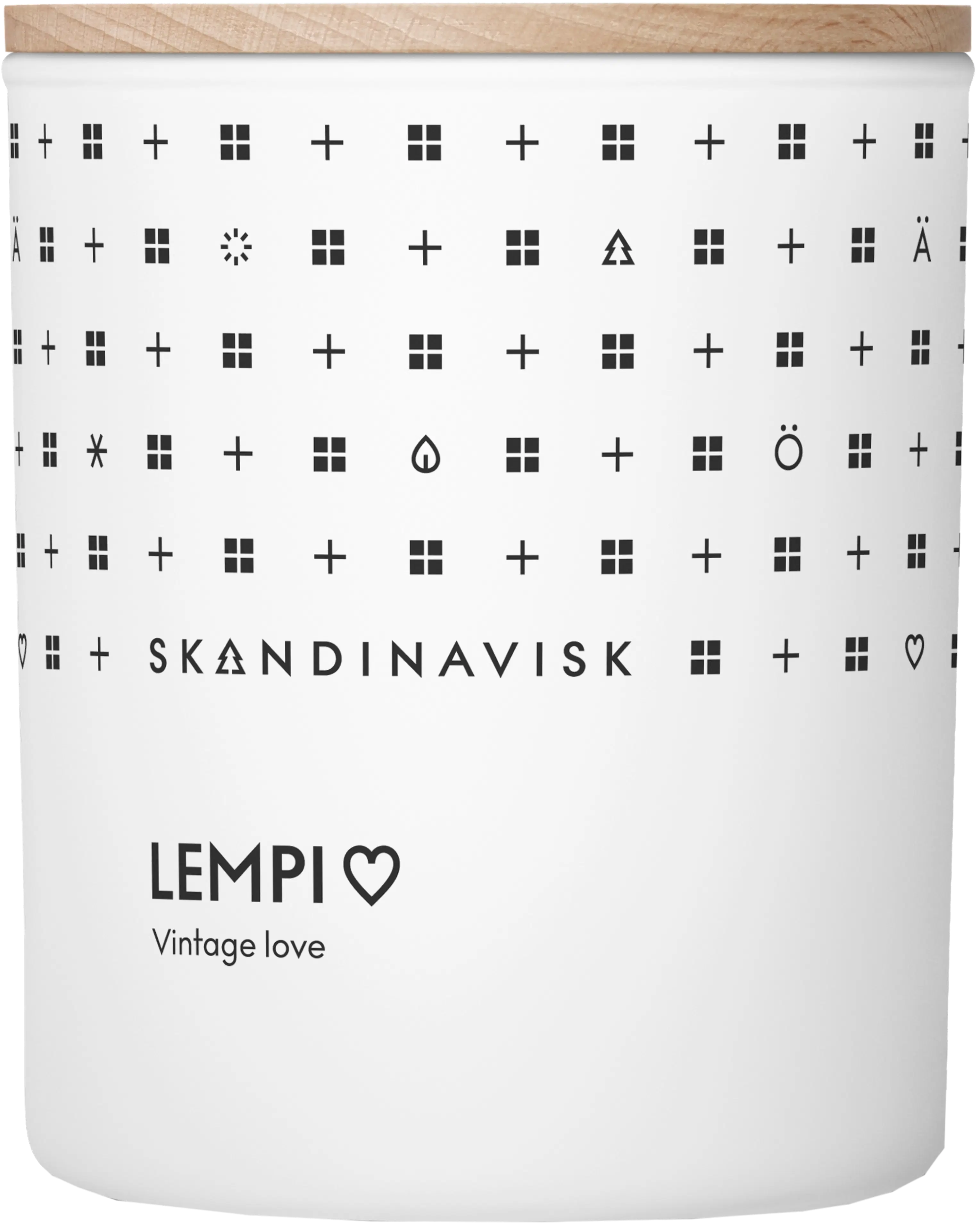 Skandinavisk LEMPI Tuoksukynttilä puukannella 200g, valkoinen