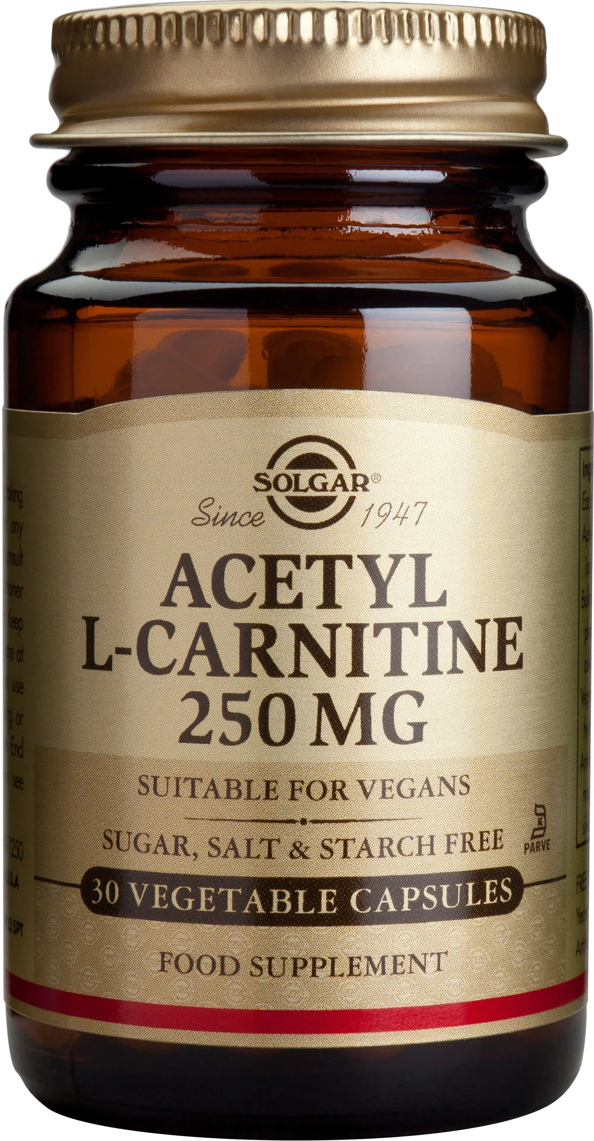 Solgar Asetyyli L-Karnitiini 250 mg ravintolisä 30 kaps.