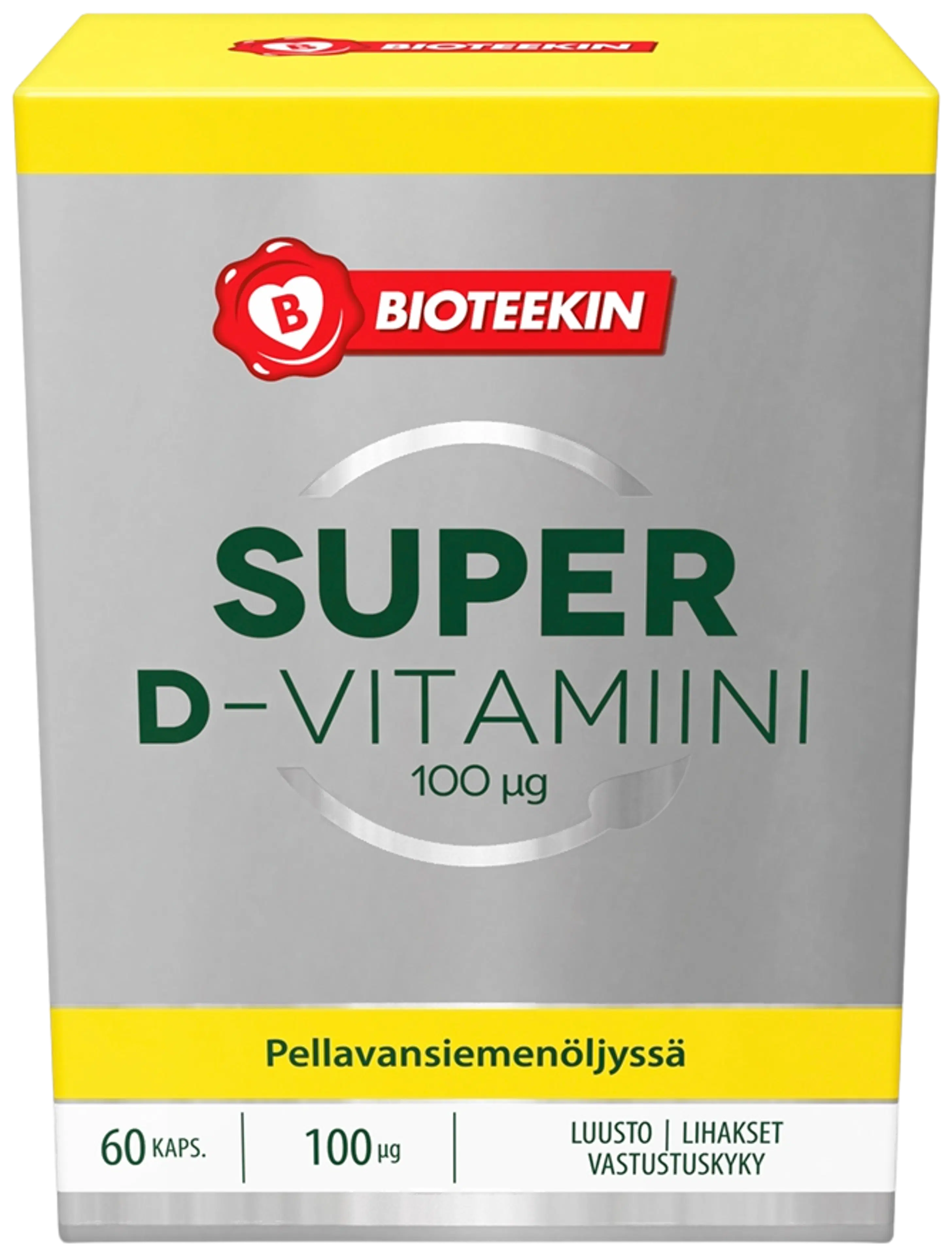 Bioteekki Super D-vitamiini 100 mcg ravintolisä 60 kaps