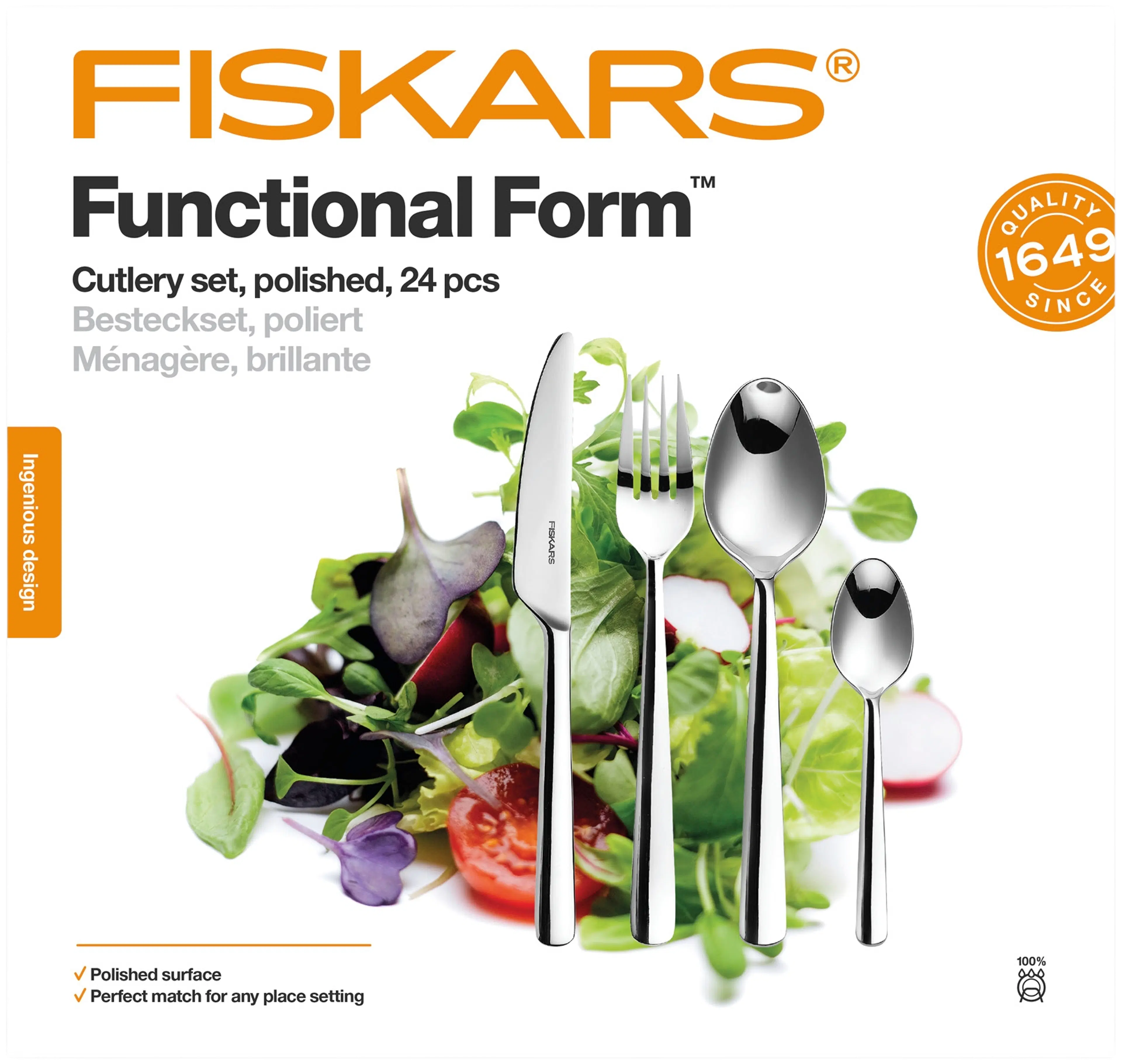 Fiskars Functional Form aterinsetti lahjapakkauksessa, 24-osainen, kiiltävä