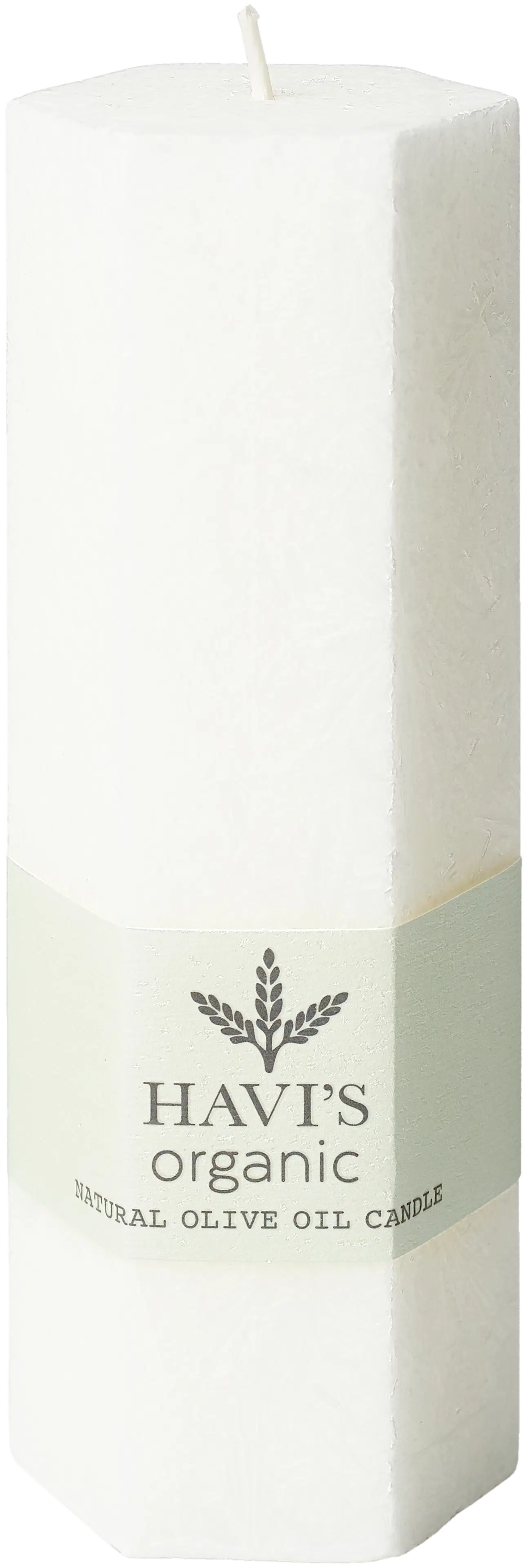 Havi´s oliiviöljy steariini pöytäkynttilä  Hexagon valkoinen 5x15cm 1kpl 23h