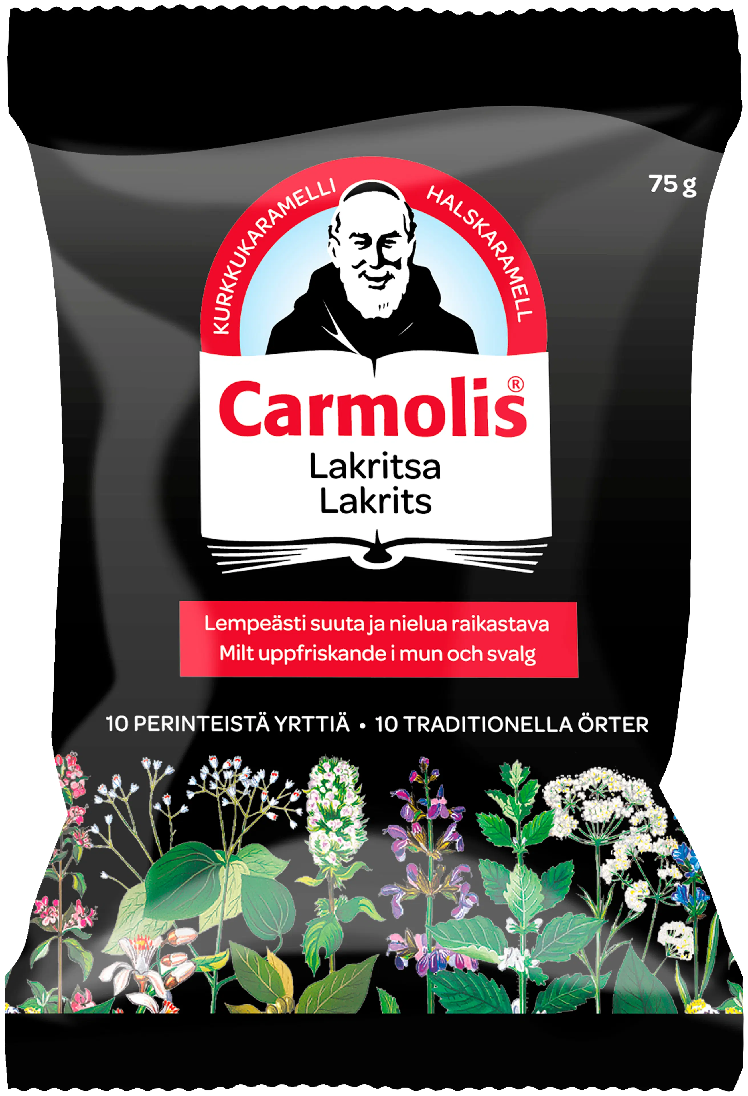 Carmolis Lakritsi yrttikaramelli 72 g