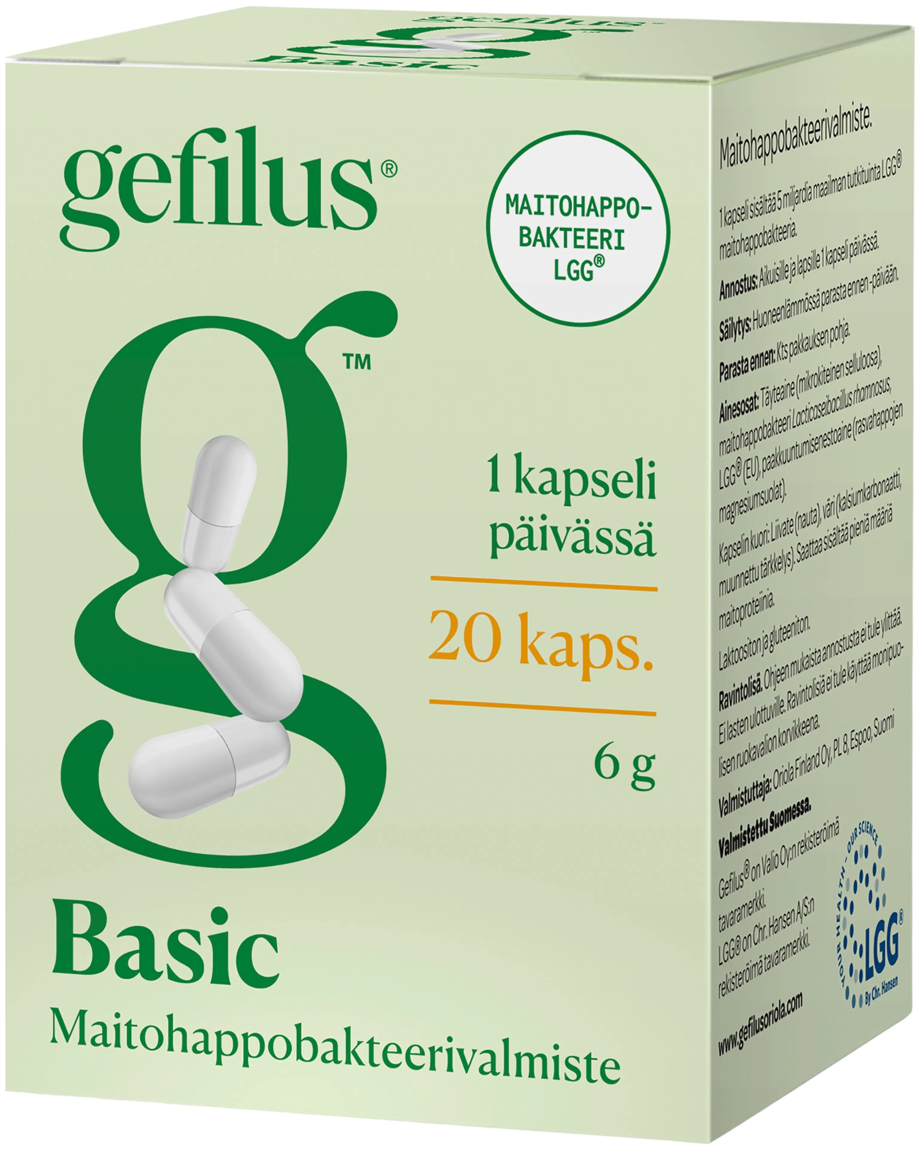 Gefilus Basic kapseli maitohappobakteerivalmiste 20kaps 7g ravintolisä