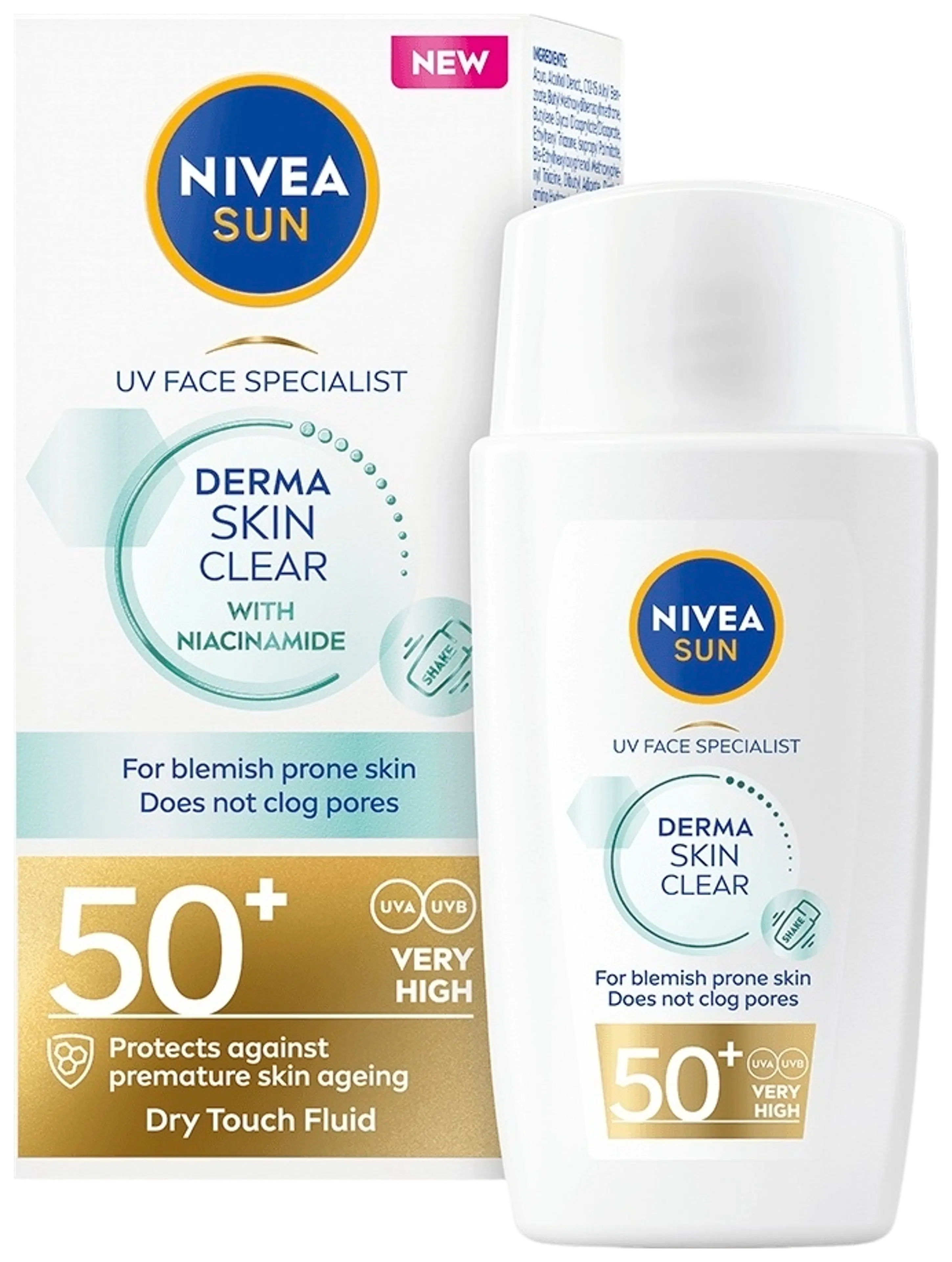 NIVEA SUN 40ml UV Face Derma Blemish Control Fluid SK50+ -aurinkosuojavoide