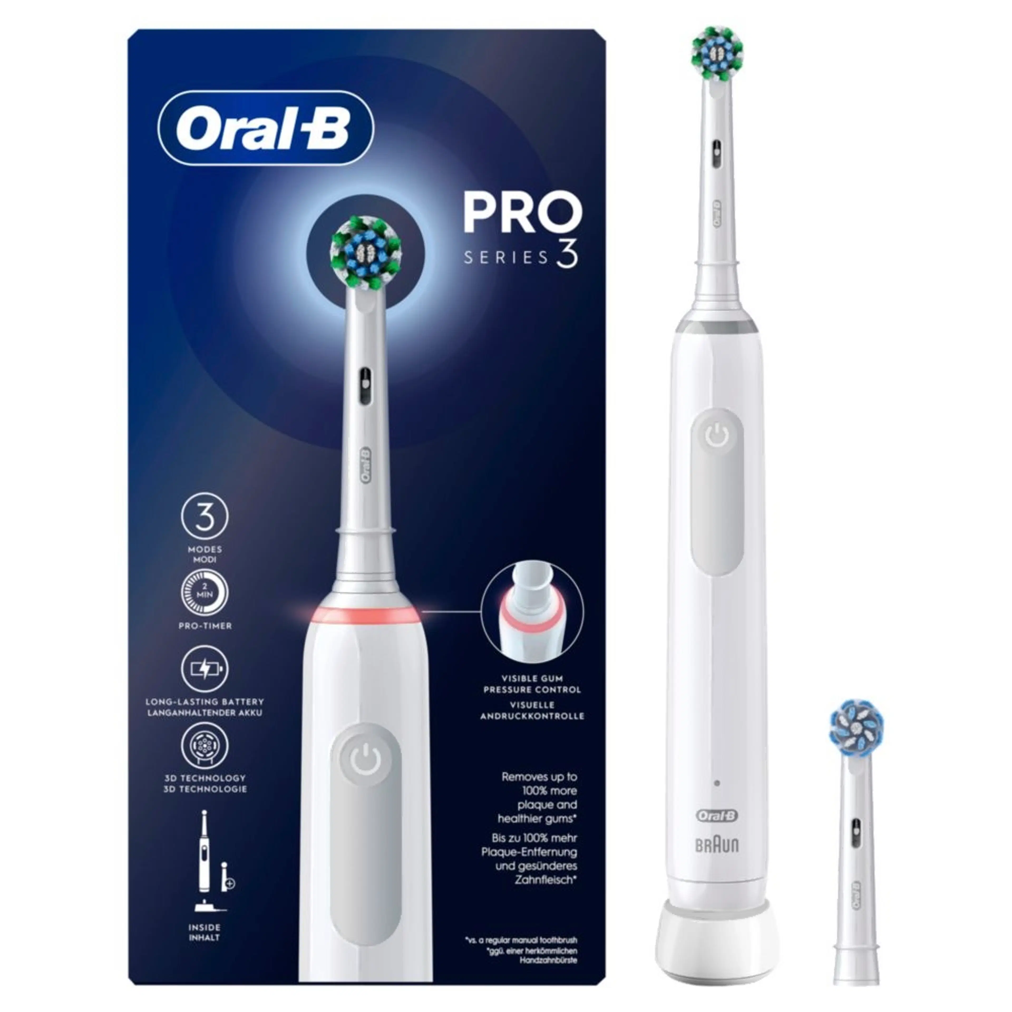 Oral-B Pro Series 3 Valkoinen sähköhammasharja Braun-tekniikalla
