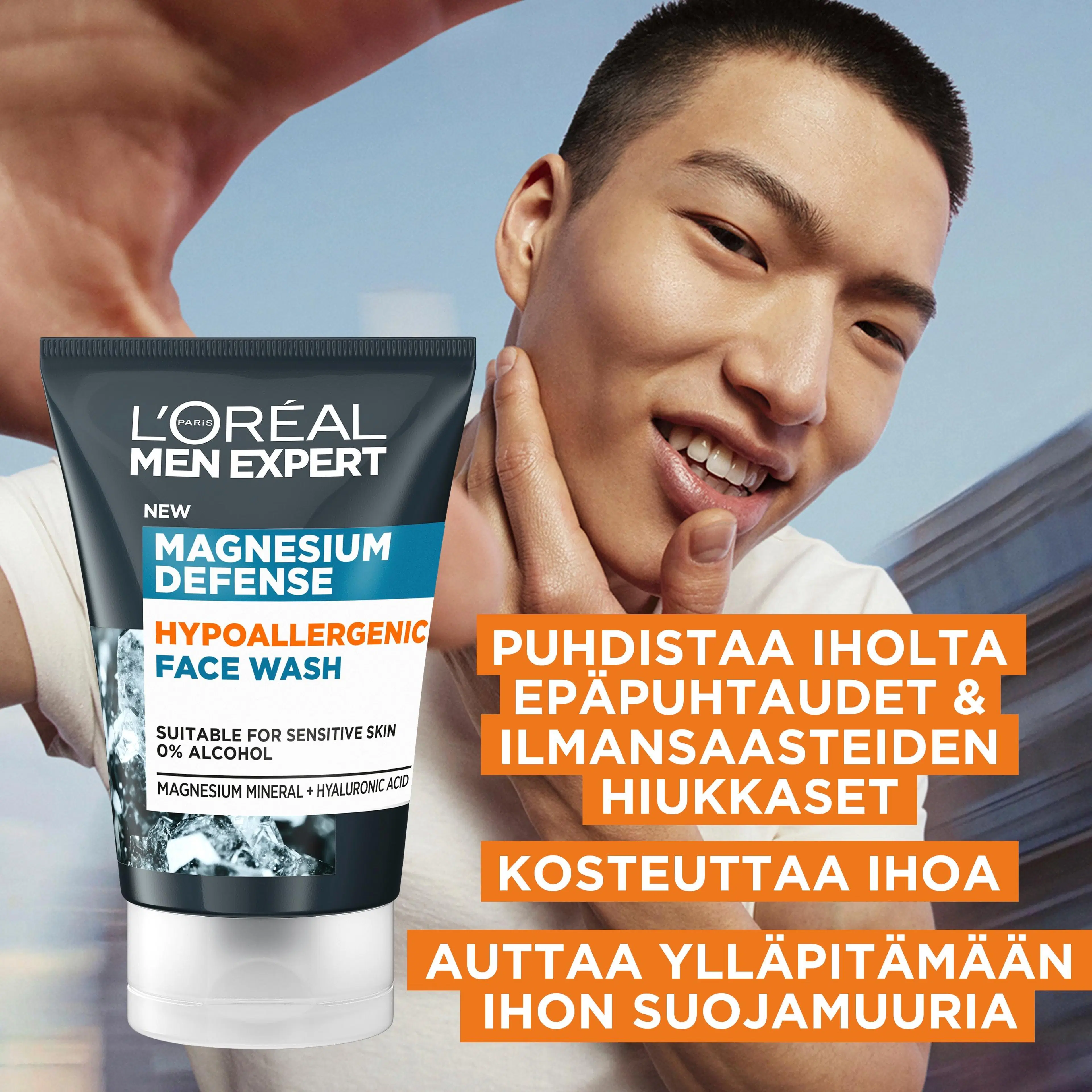 L'Oréal Paris Men Expert Magnesium Defense Hypoallergenic Face Wash puhdistusgeeli 100 ml
