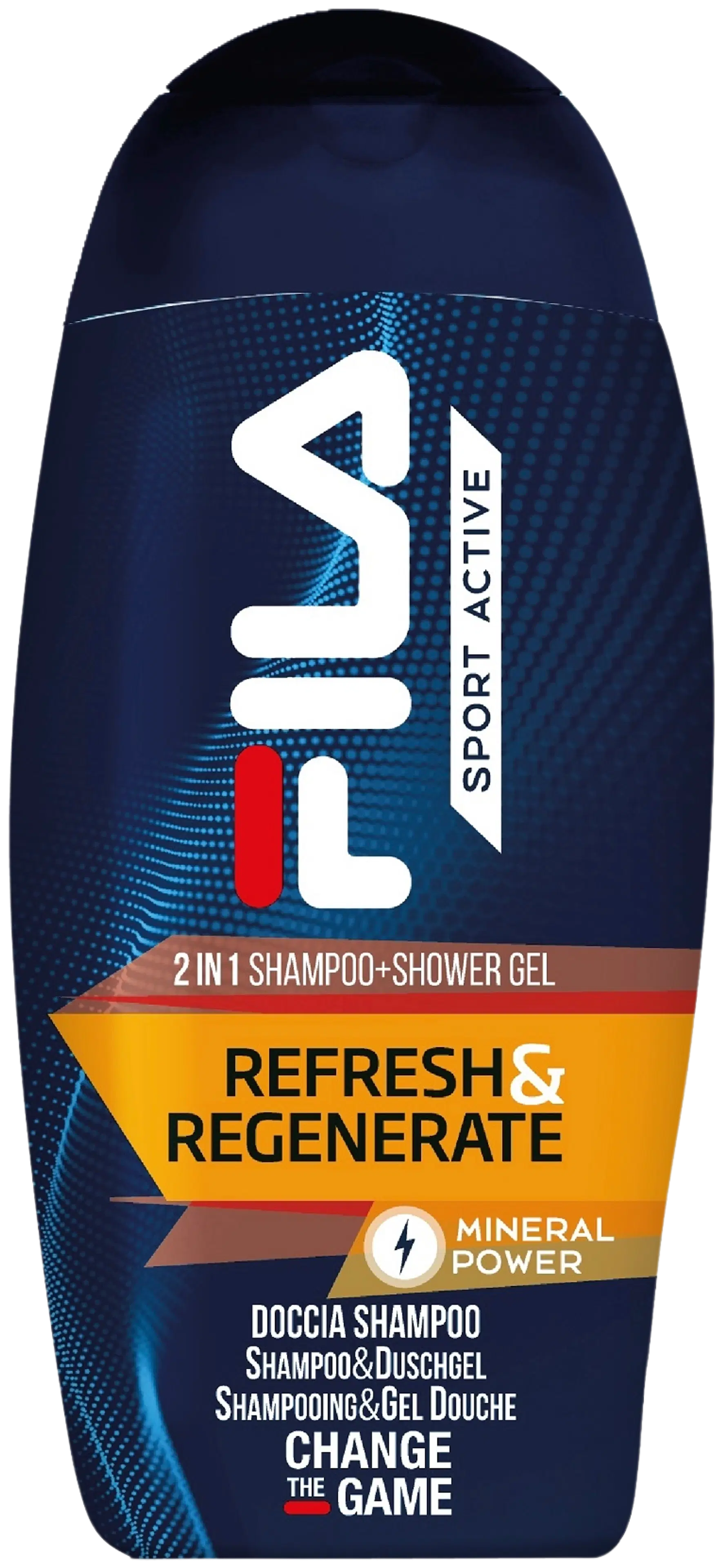 FILA 2IN1 Suihkusaippua & shampoo raikastaa ja uudistaa, miehille 250 ml
