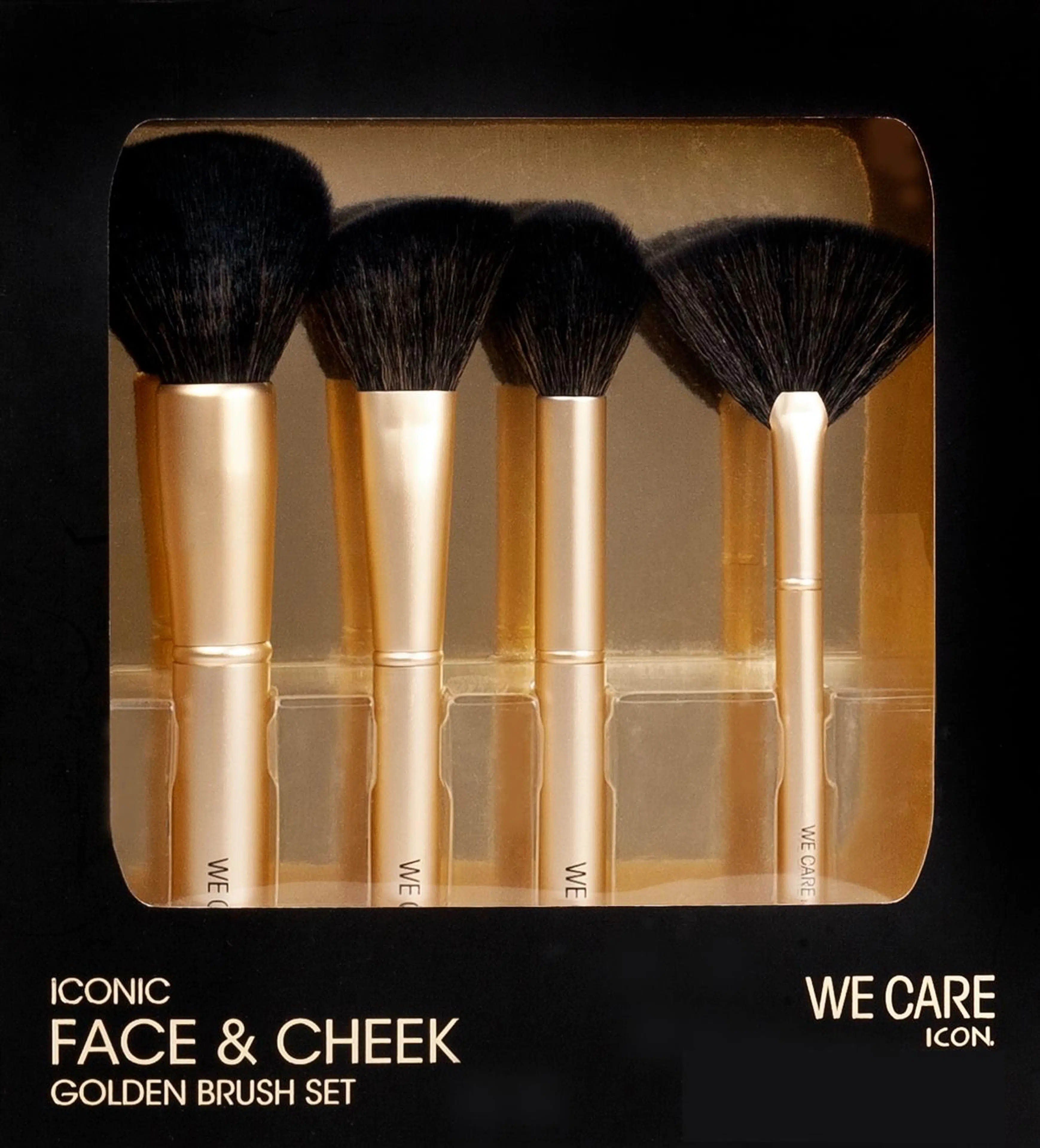 WE CARE ICON. Golden Face & Cheek Brush Set kasvomeikkisivellin 4kpl