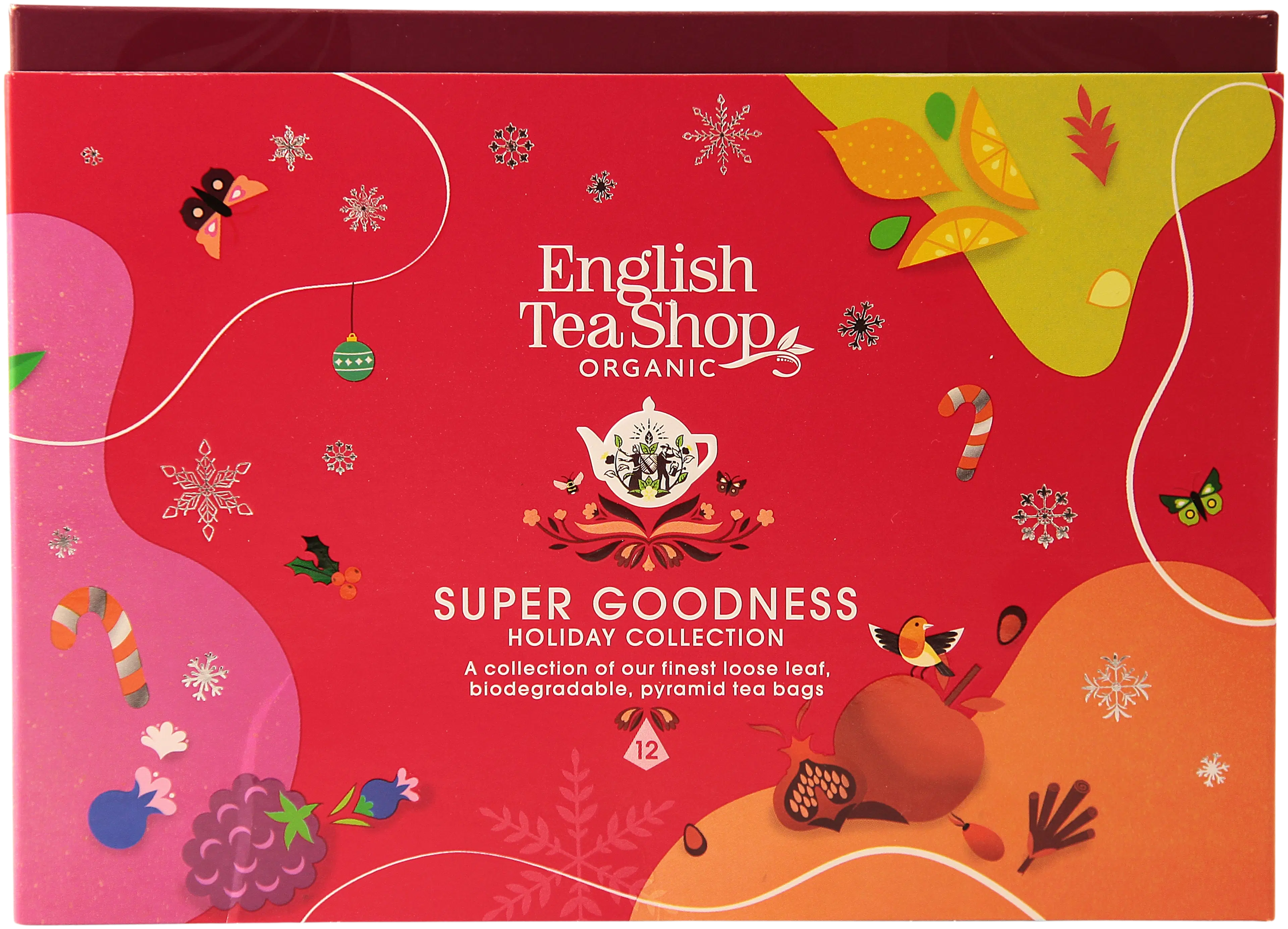 English Tea Shop luomu jouluteepyramidit Holiday Super Goodness Collection 12pss 24g