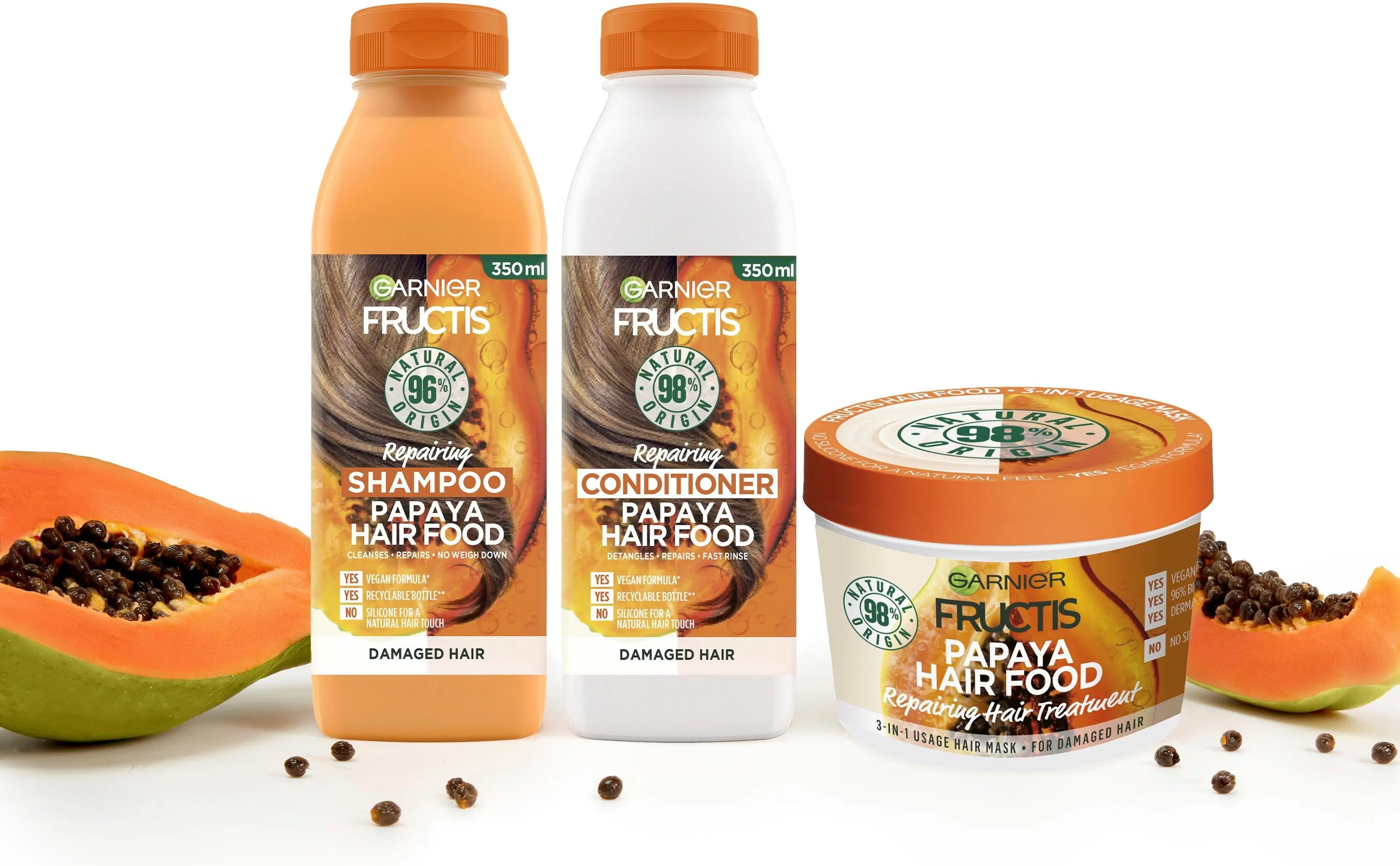 Garnier Fructis Hair Food Papaya shampoo vaurioituneille hiuksille 350ml