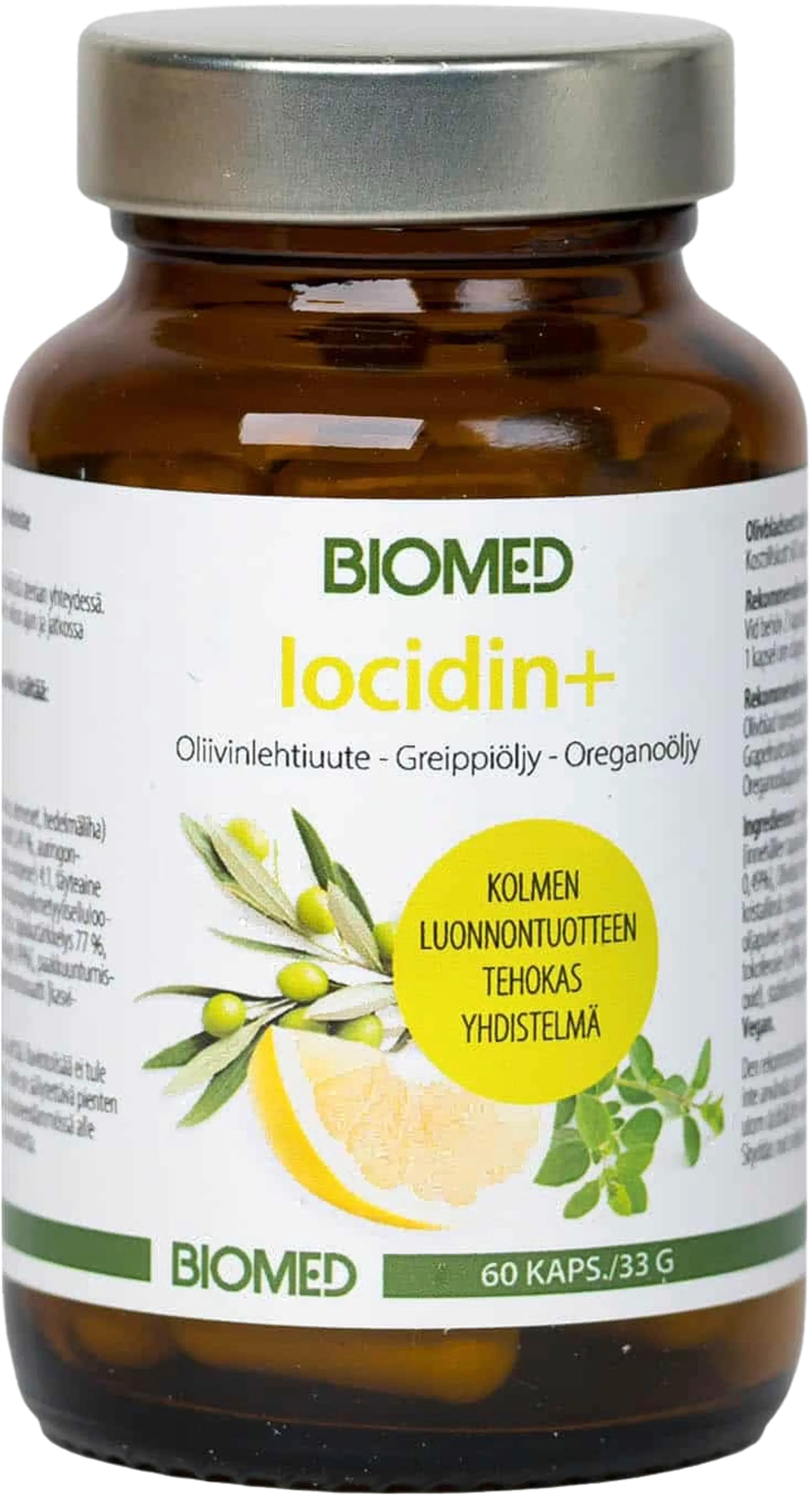 Biomed Iocidin+ Oliivinlehtiuute-Greippiöljy-Oreganoöljy 60 kaps.