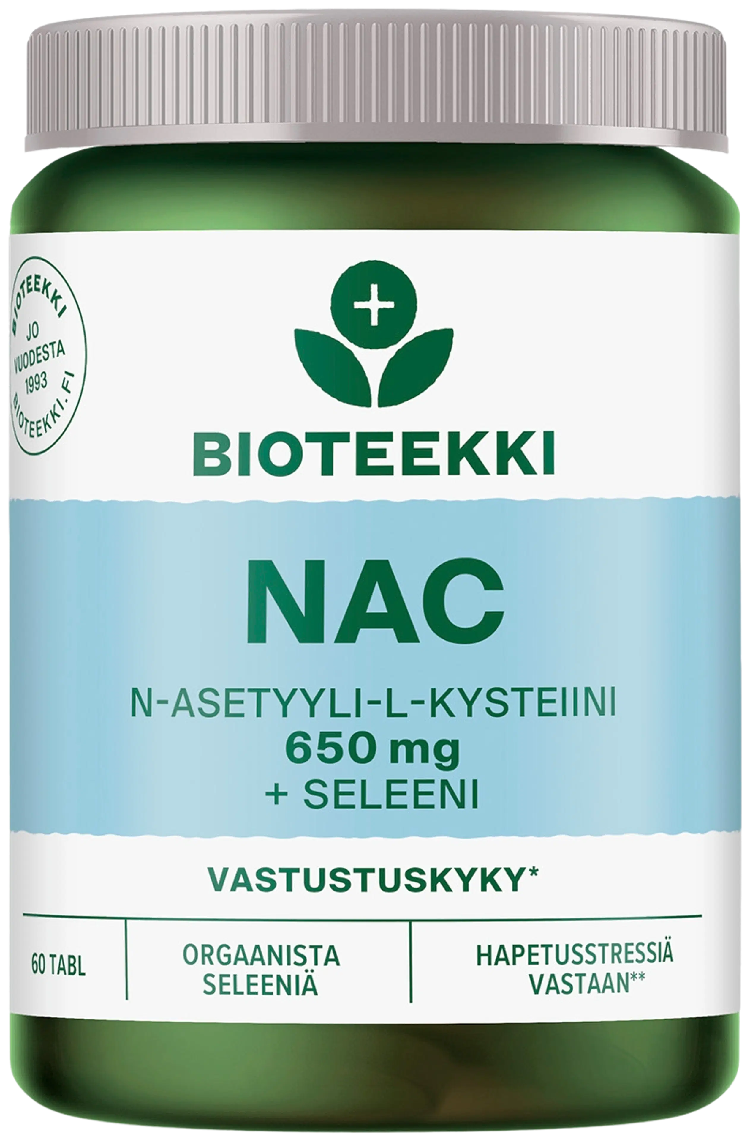 Bioteekki NAC 650 mg + Seleeni ravintolisä 60 tabl.